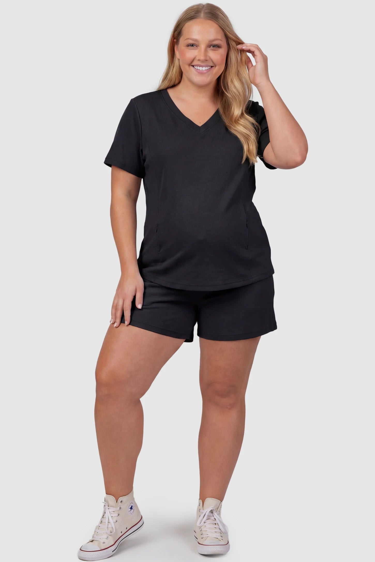 Soft Stretch Short Sleeve Maternity & Nursing Lounge Set