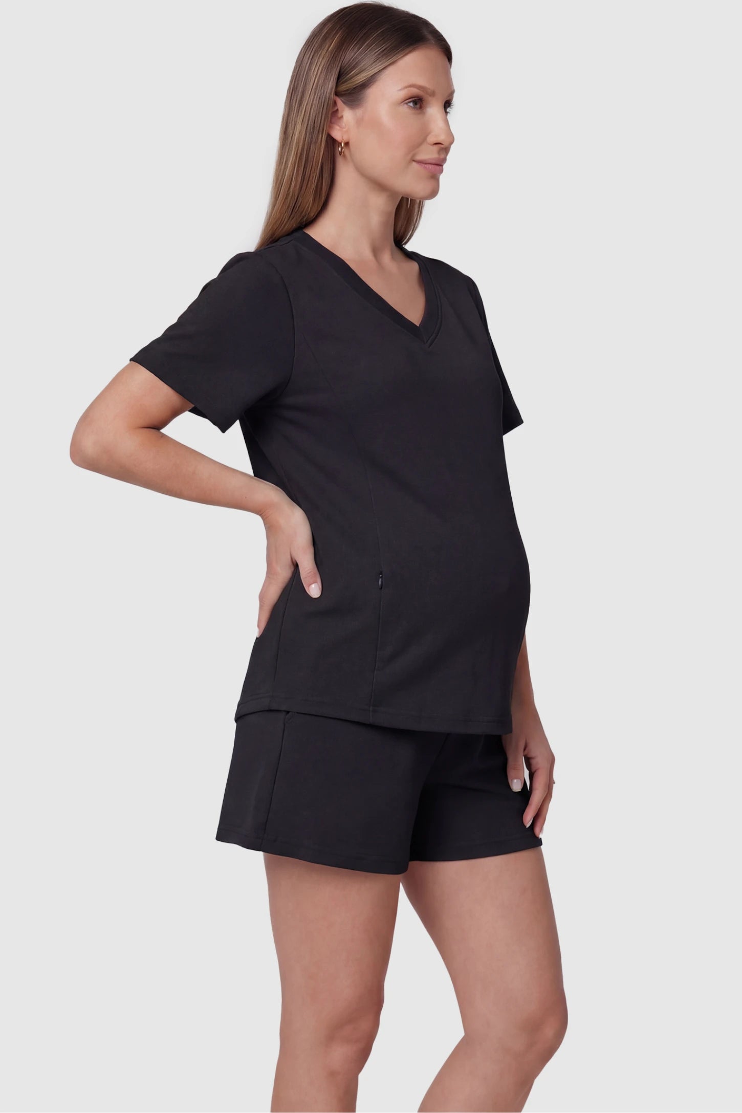 Soft Stretch Short Sleeve Maternity & Nursing Lounge Set