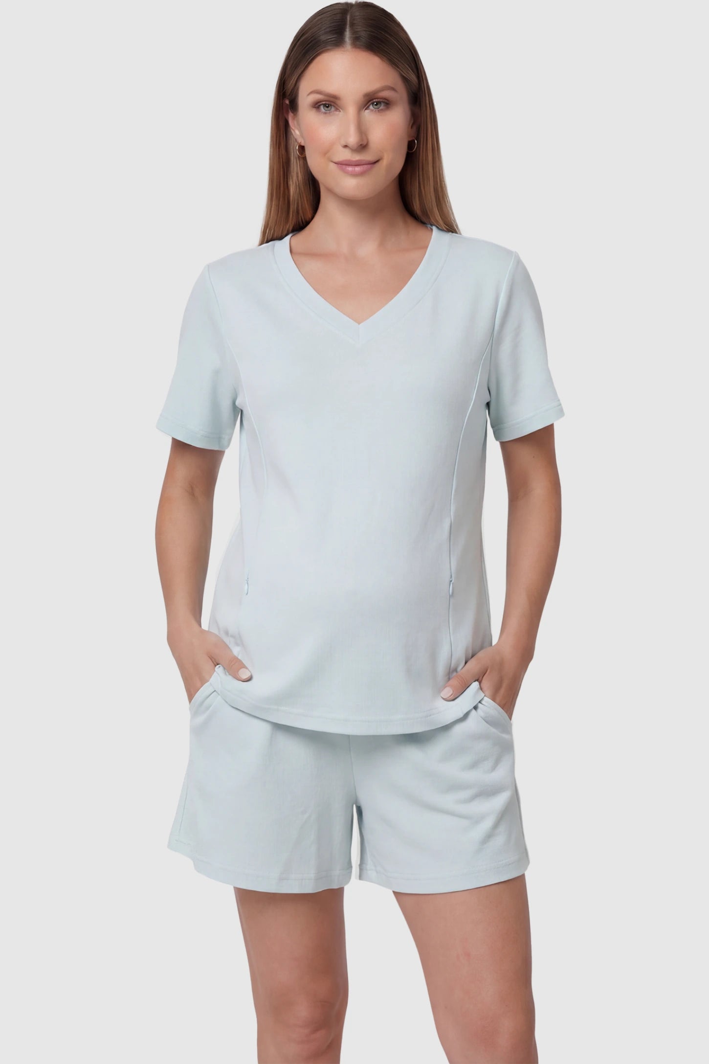 Soft Stretch Short Sleeve Maternity & Nursing Lounge Set