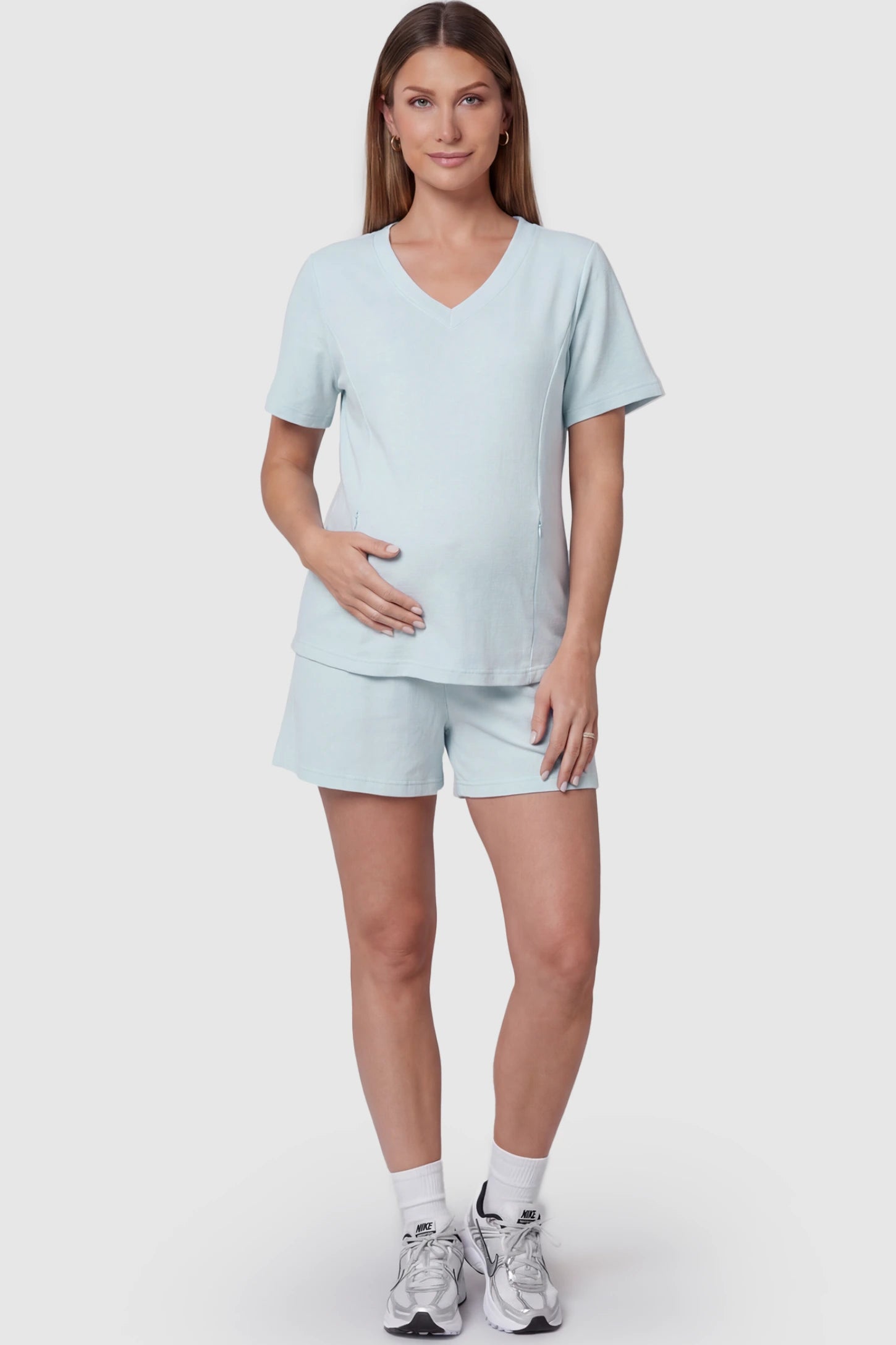 Soft Stretch Short Sleeve Maternity & Nursing Lounge Set