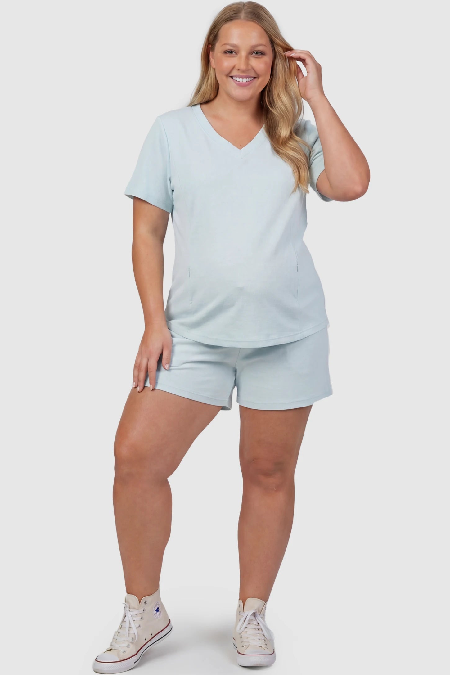 Soft Stretch Short Sleeve Maternity & Nursing Lounge Set