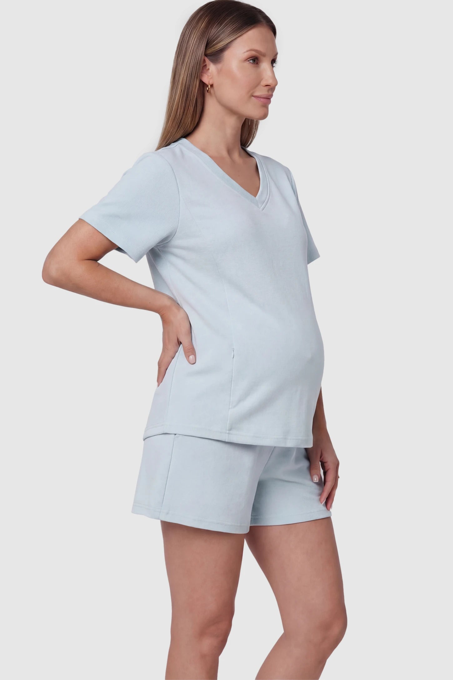 Soft Stretch Short Sleeve Maternity & Nursing Lounge Set