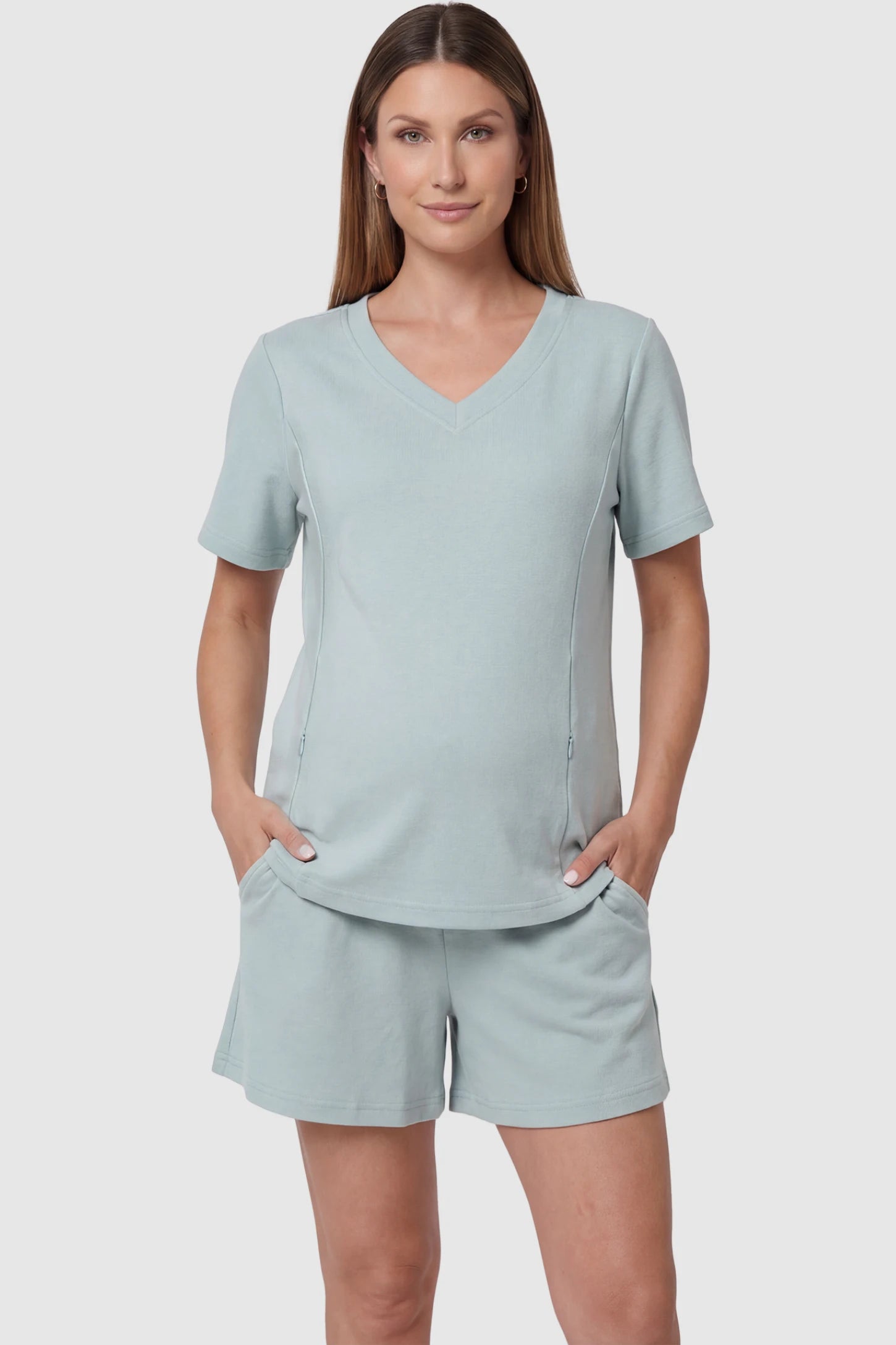 Soft Stretch Short Sleeve Maternity & Nursing Lounge Set