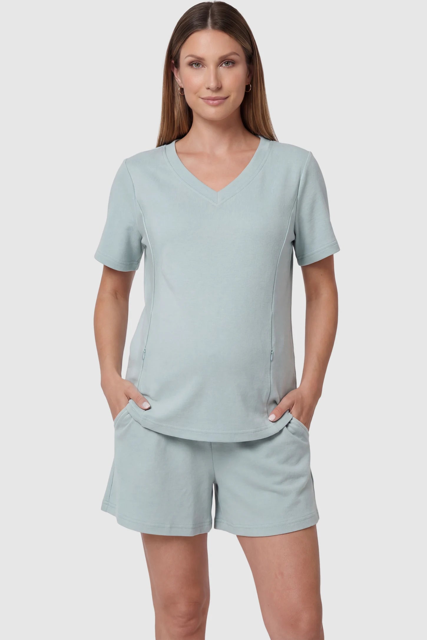 Soft Stretch Short Sleeve Maternity & Nursing Lounge Set