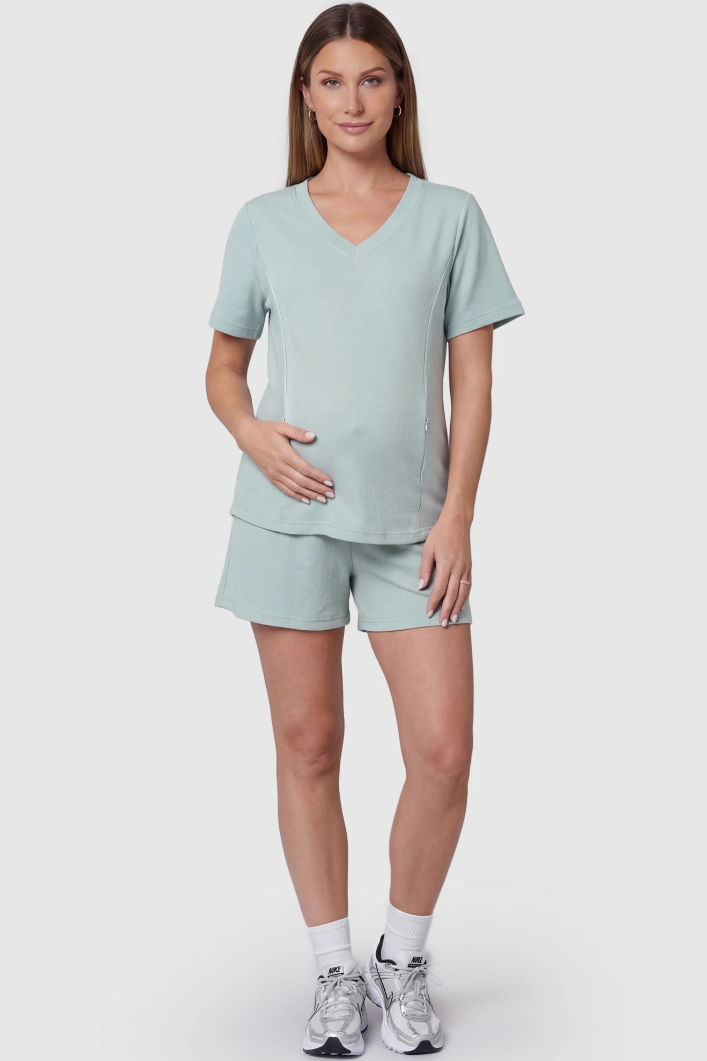 Soft Stretch Short Sleeve Maternity & Nursing Lounge Set
