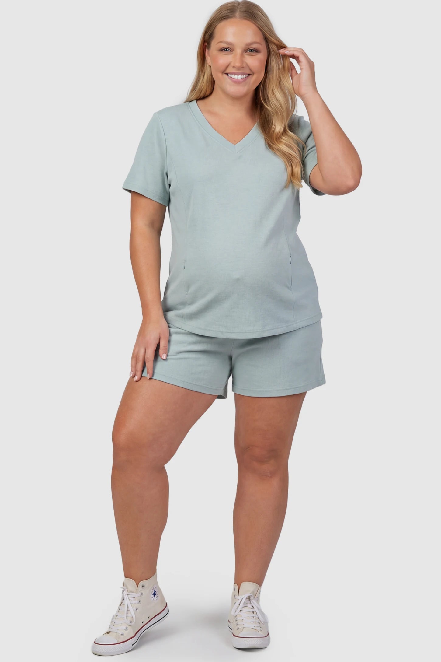 Soft Stretch Short Sleeve Maternity & Nursing Lounge Set
