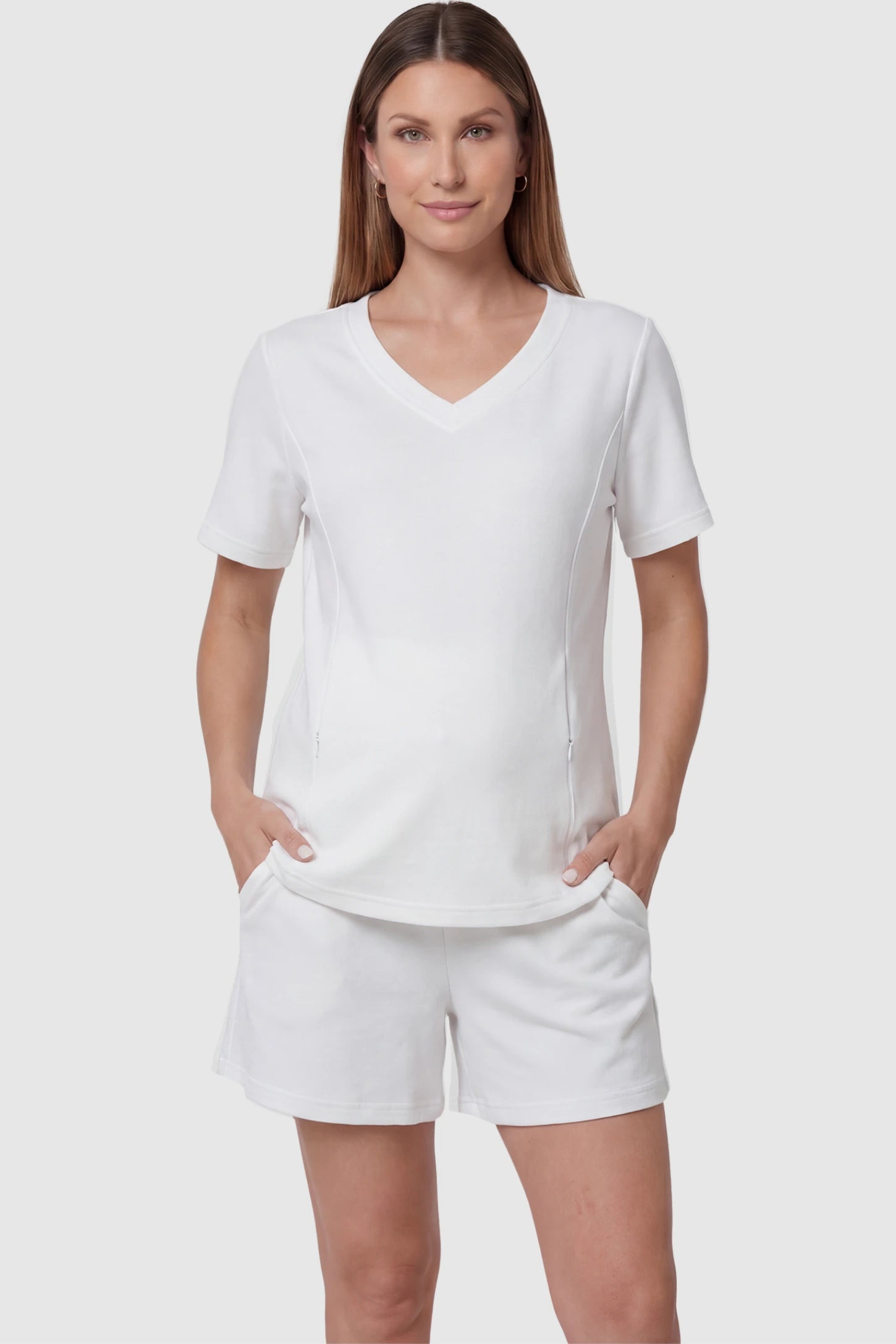 Soft Stretch Short Sleeve Maternity & Nursing Lounge Set