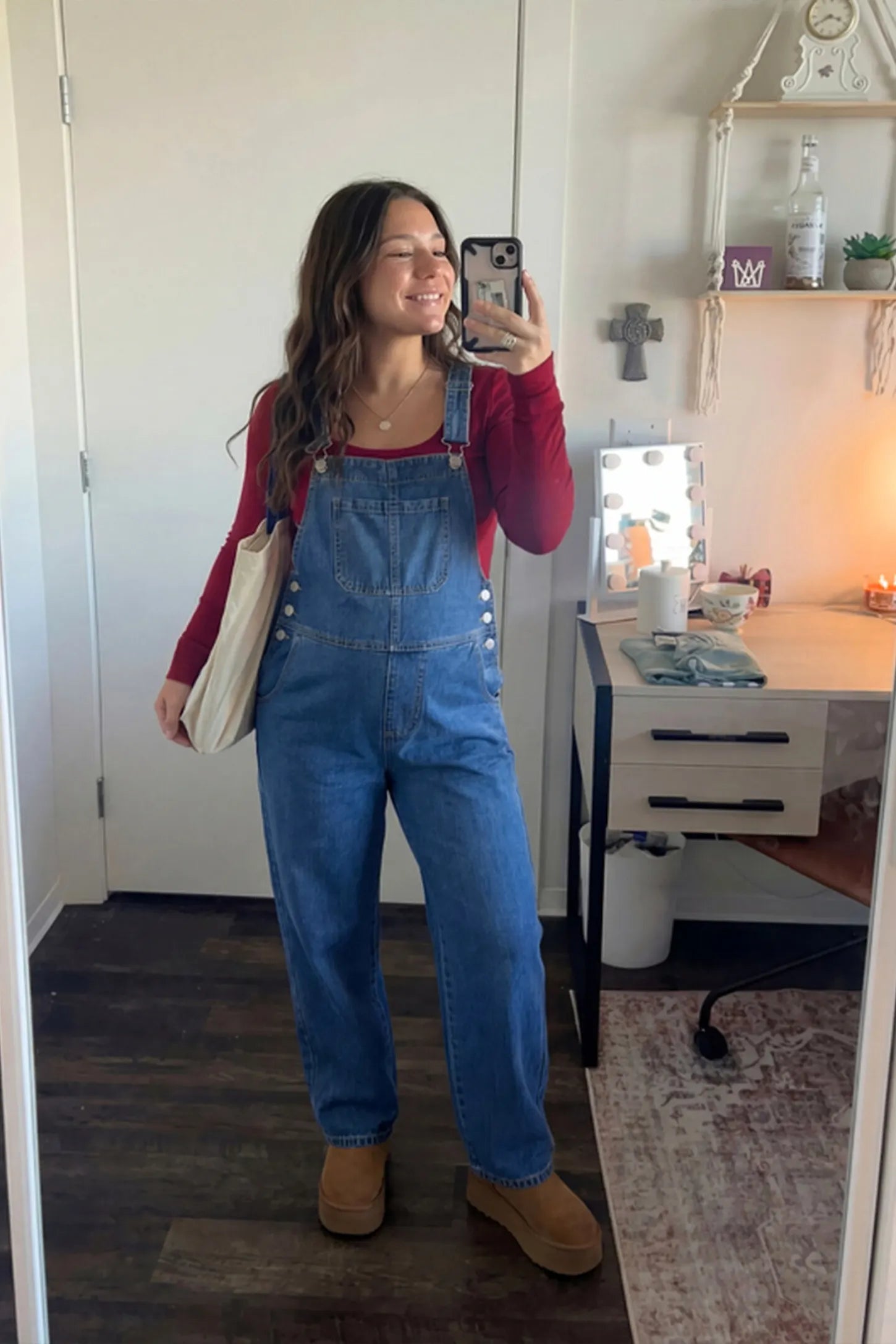 Wide Leg Relaxed Fit Maternity Overalls Wide leg relaxed fit maternity overalls in blue denim featuring adjustable straps on a pregnant model