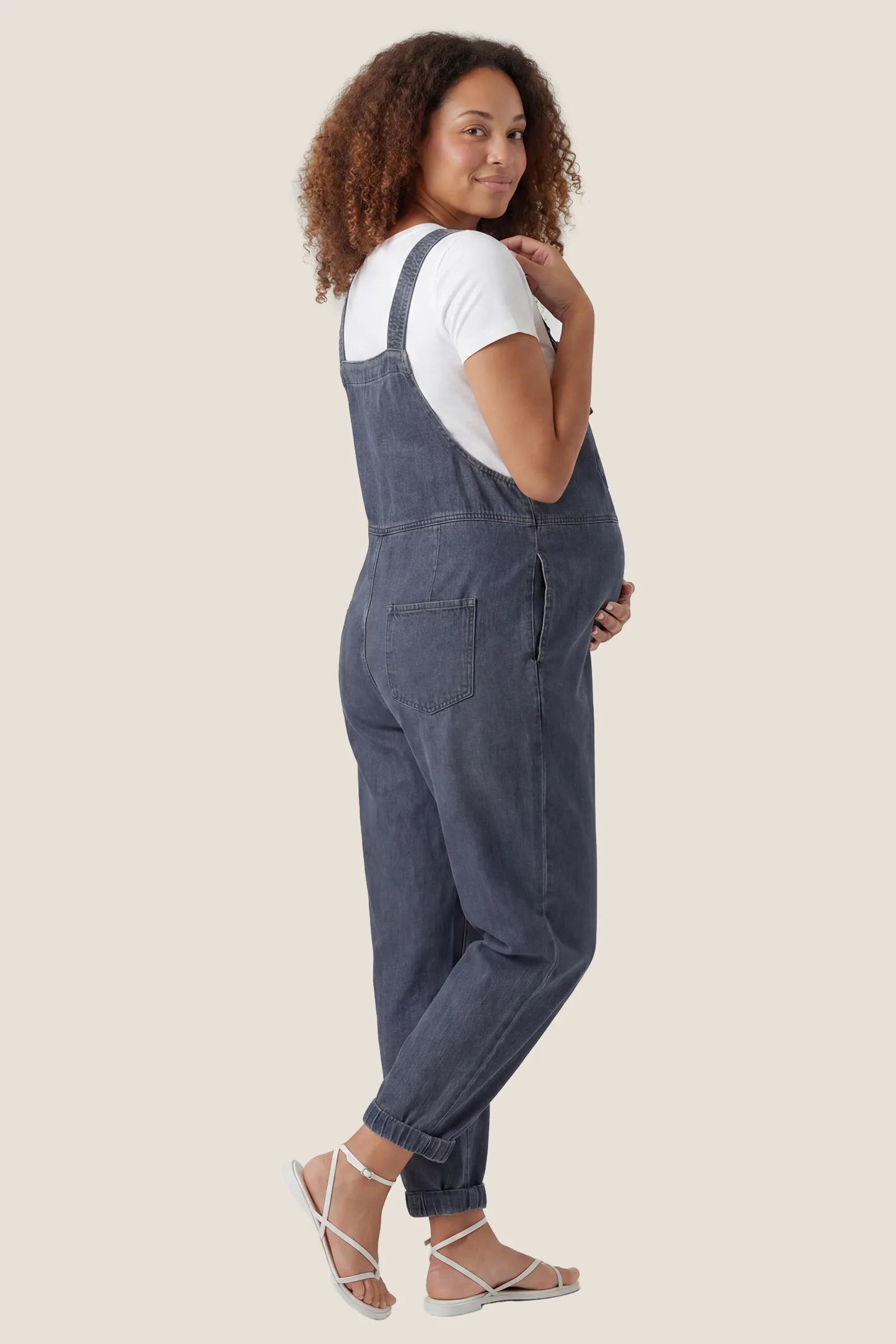 Wide Leg Denim Maternity Overalls