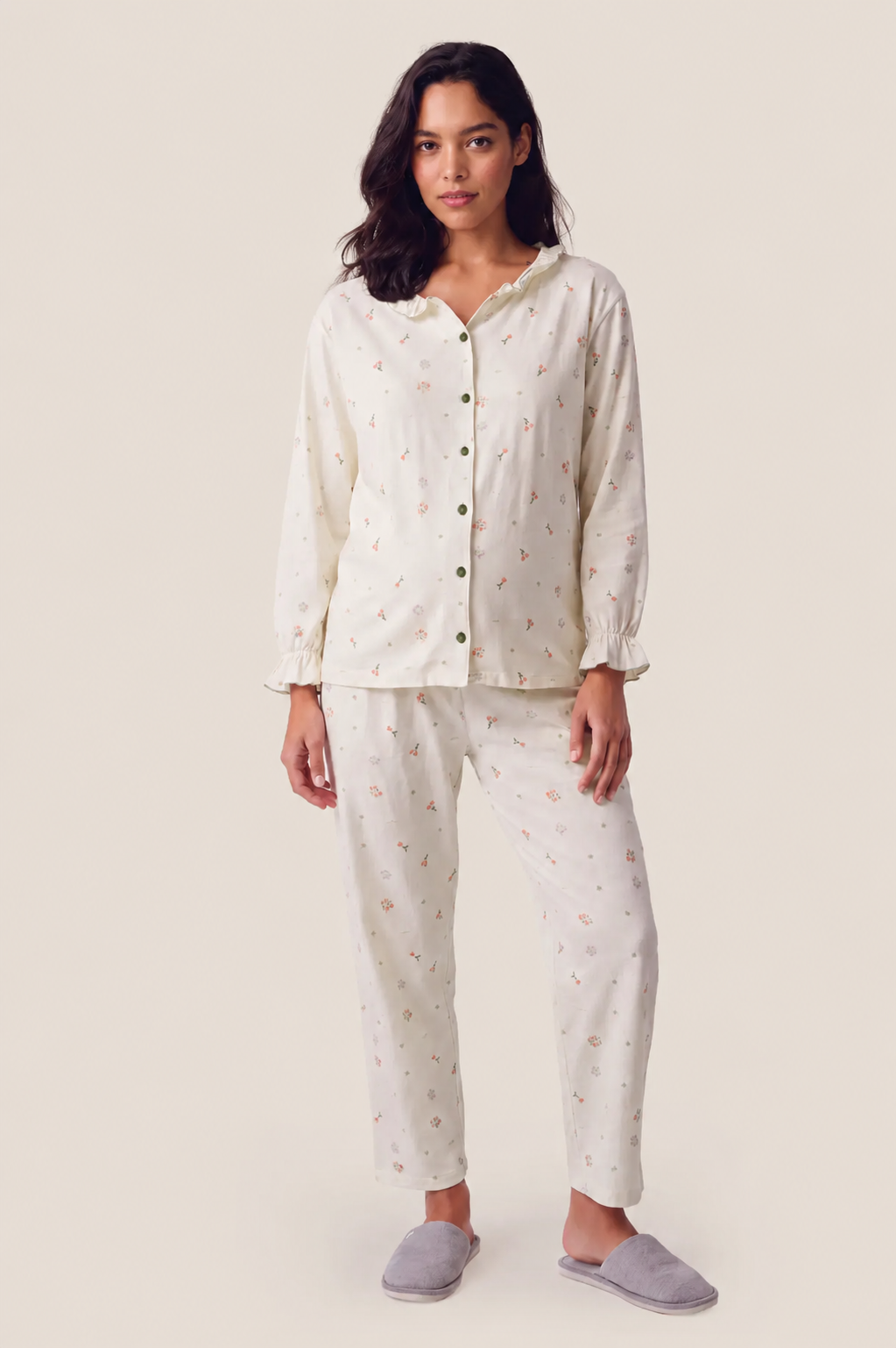 Luxury Cotton Air Knit Long Sleeve Pajama Set