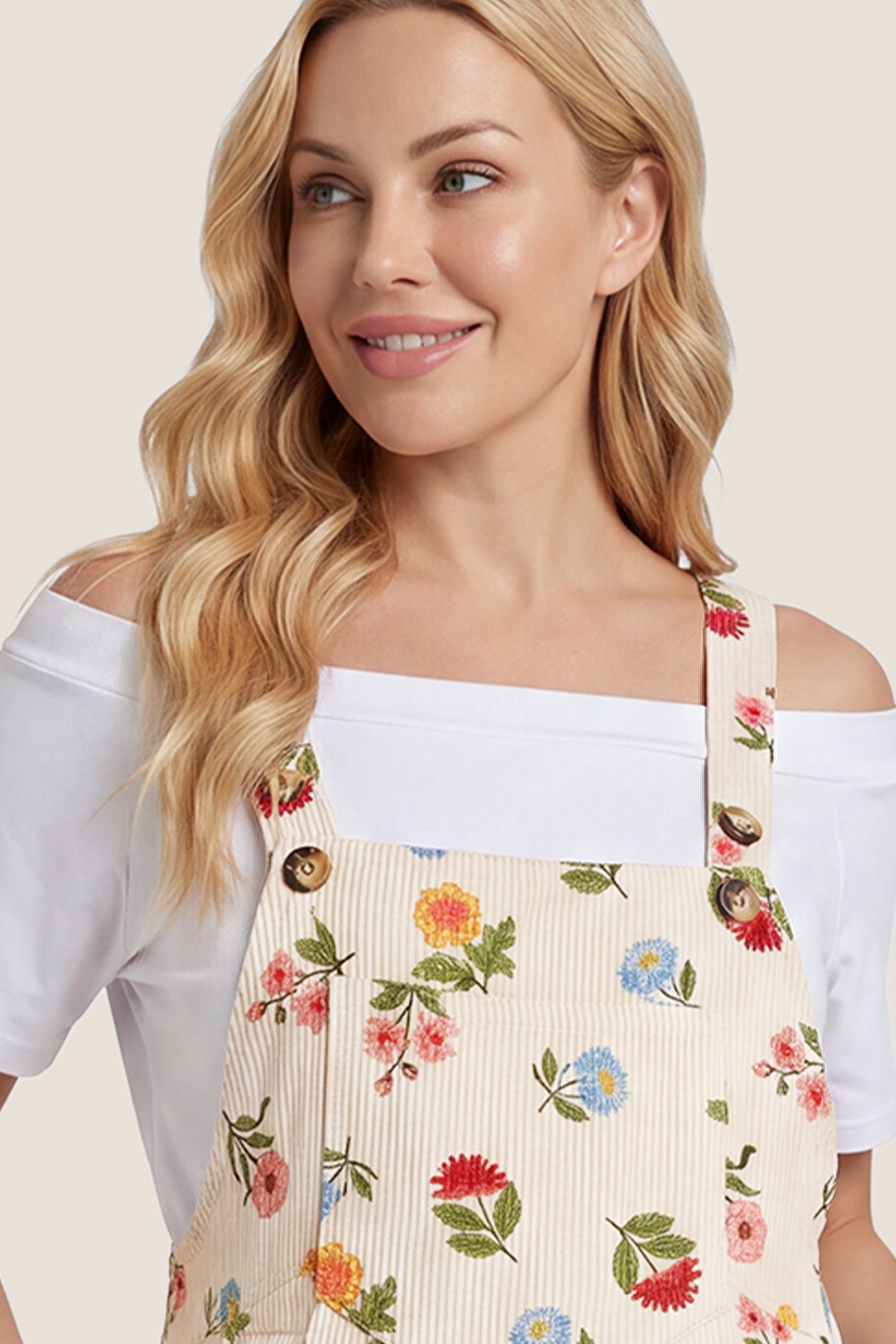 Adjustable Strap Pocket  Floral Maternity Overalls