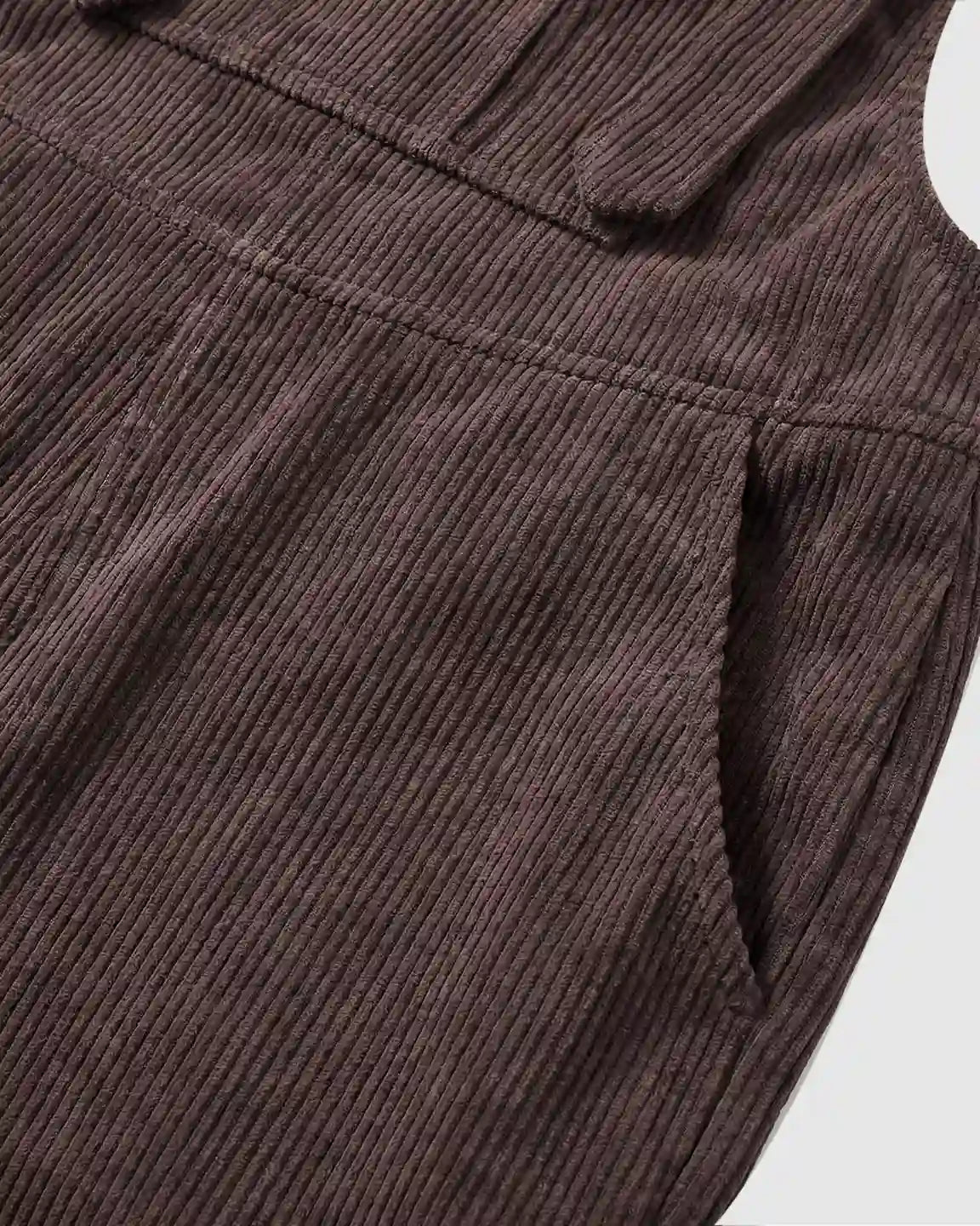 Knitted Belly Support Adjustable Corduroy Maternity Jumpsuit