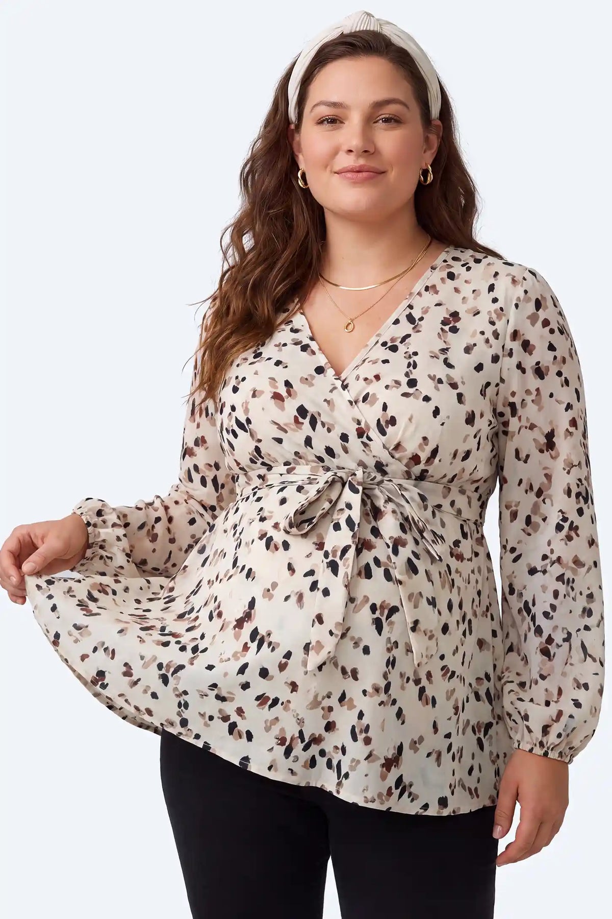 Floral Print Wrap Tie Maternity Top