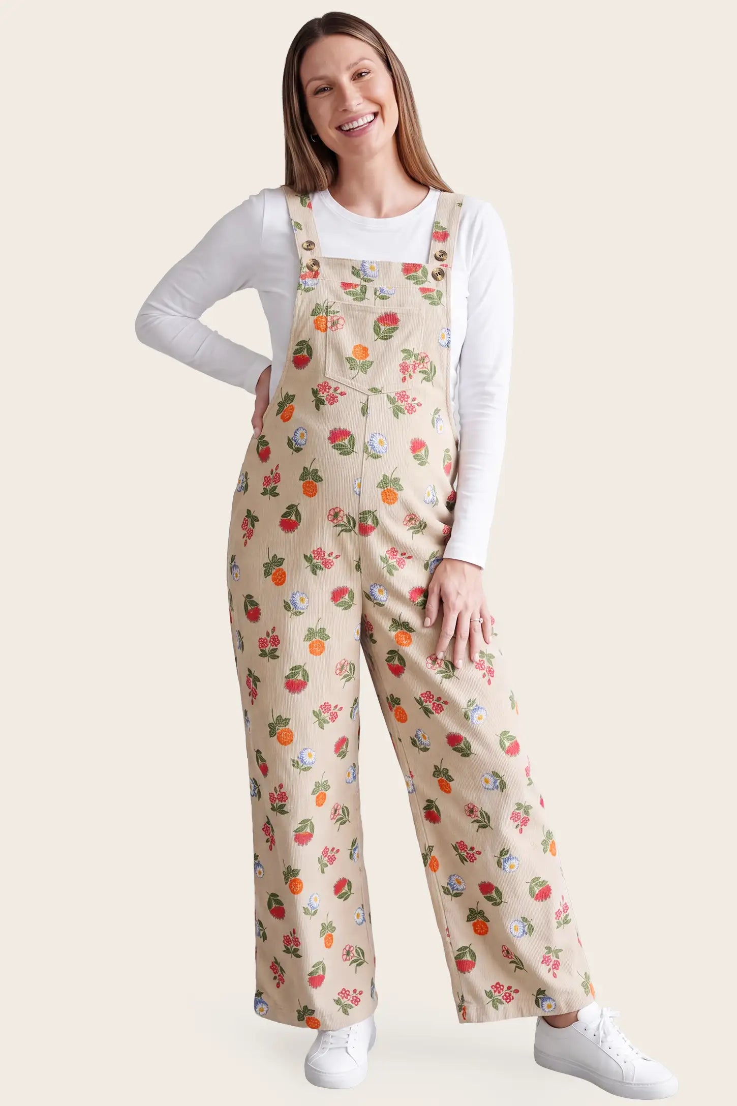Adjustable Strap Pocket  Floral Maternity Overalls