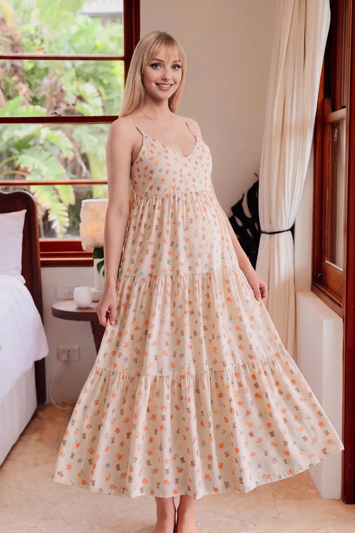 Floral Viscose Maternity Slip Nightgown