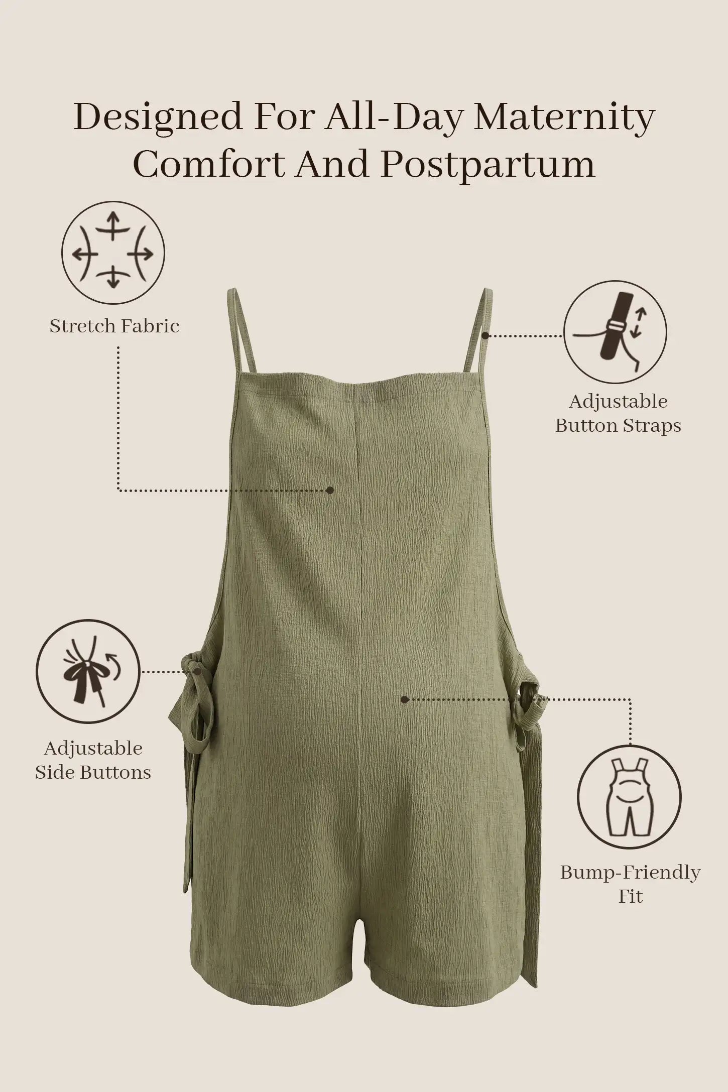 Spaghetti Strap Tie-Side Maternity Romper