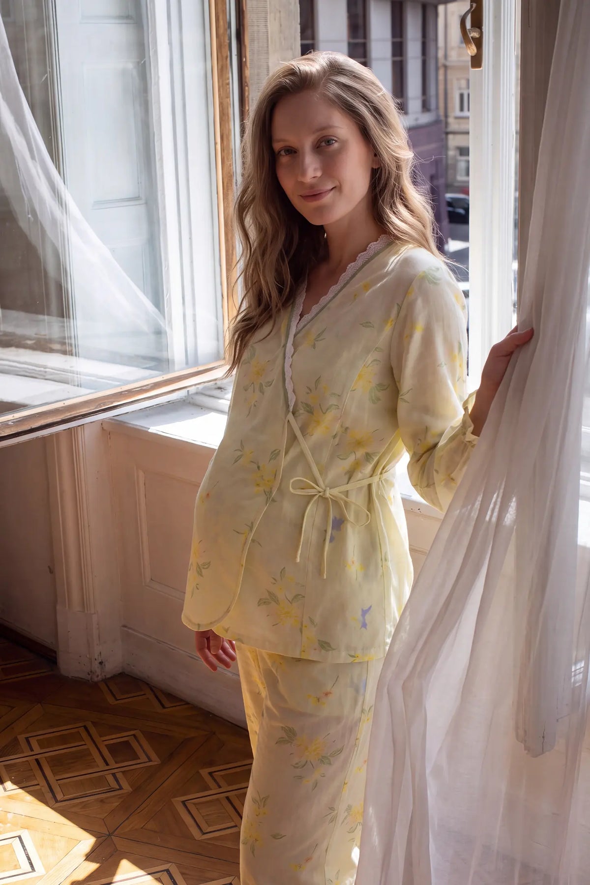 Cotton Long Sleeve Top & Pants Maternity Pajama Set