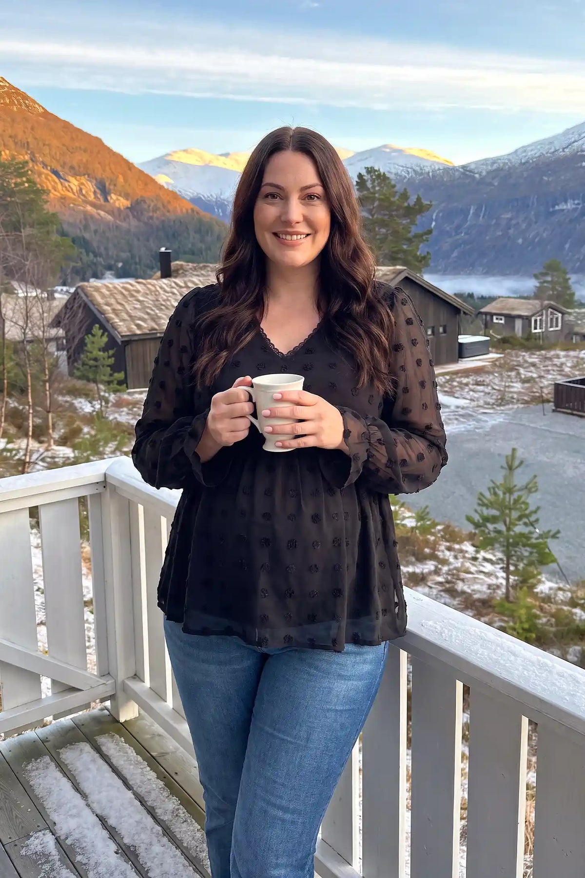 Swiss Dot Sheer Empire Waist Maternity Top
