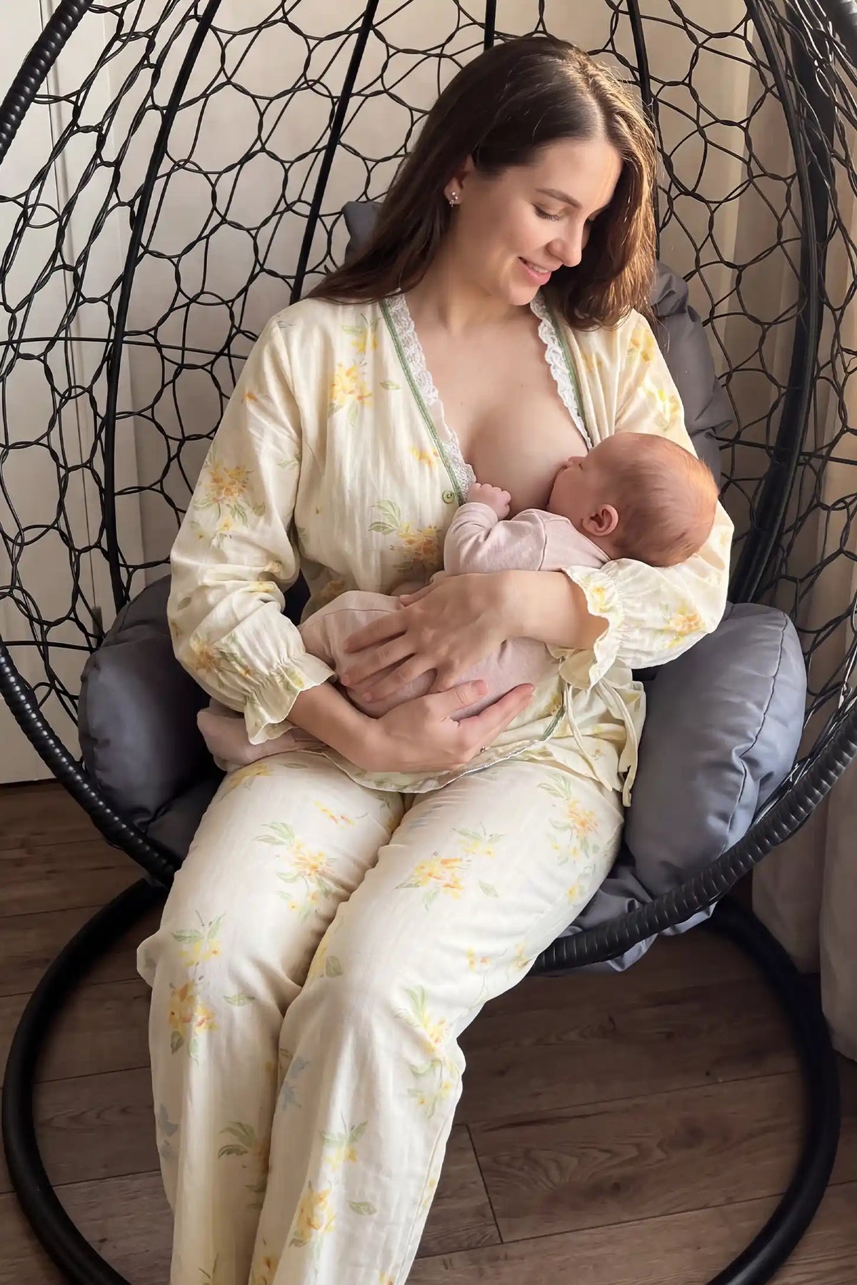 Cotton Long Sleeve Top & Pants Maternity Pajama Set