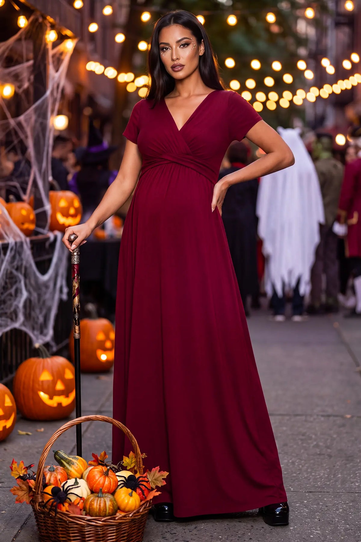 Crossover Draped Maternity & Nursing Maxi Dress