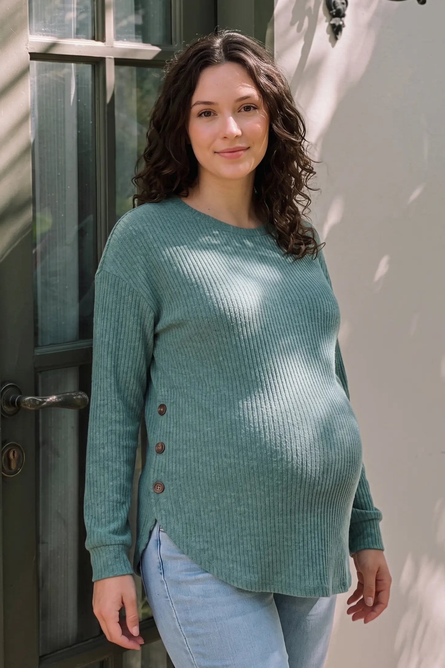 Ribbed Long Sleeve Maternity Nursing Top