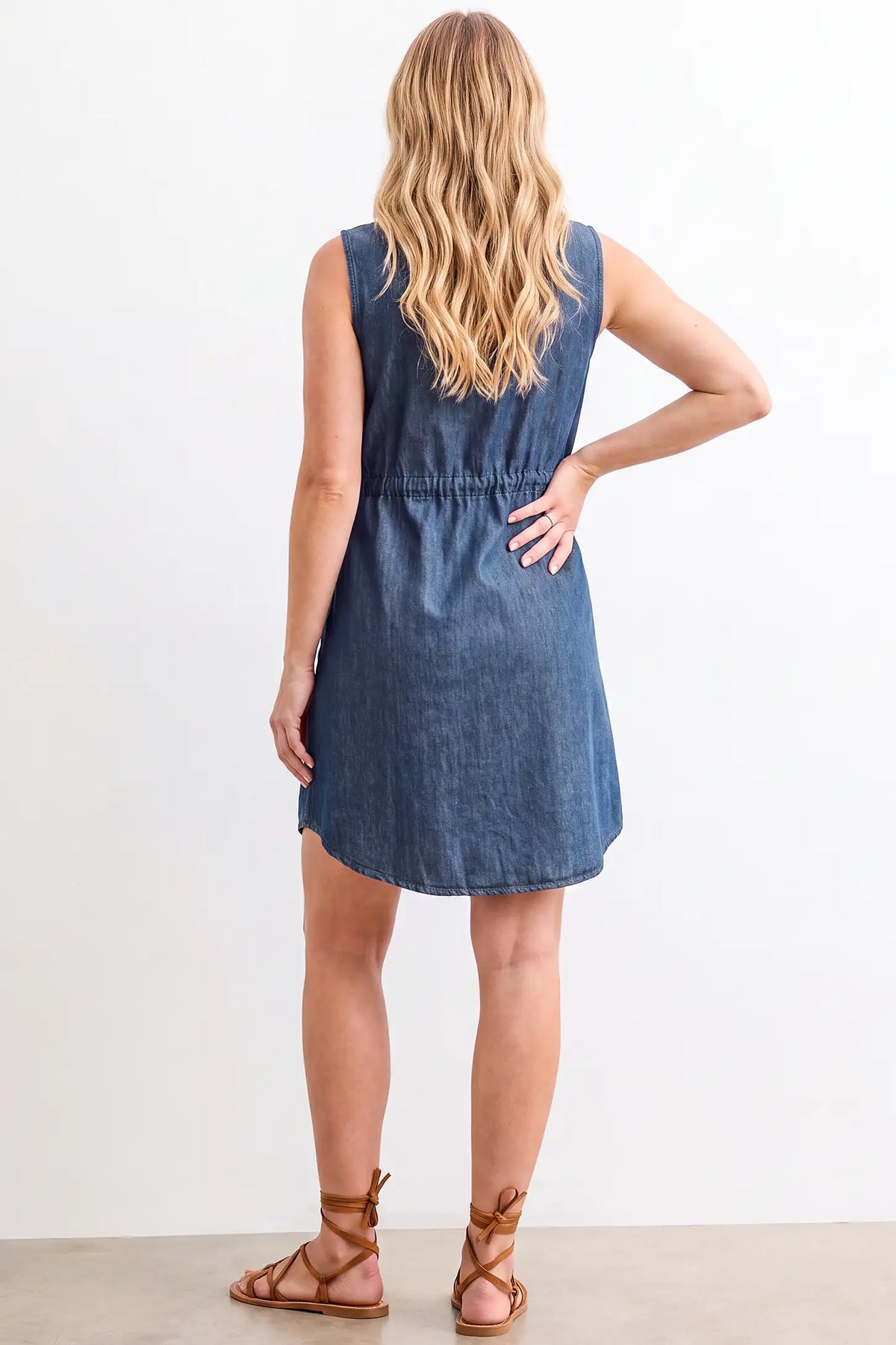 Denim Sleeveless Maternity & Nursing Shirt Dress