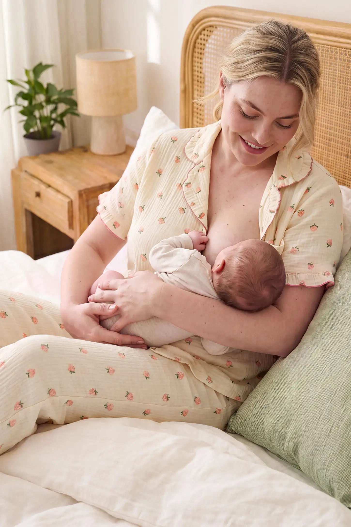 Kapok Flower Floral Cotton Maternity Pajama Set with Shorts & Pants