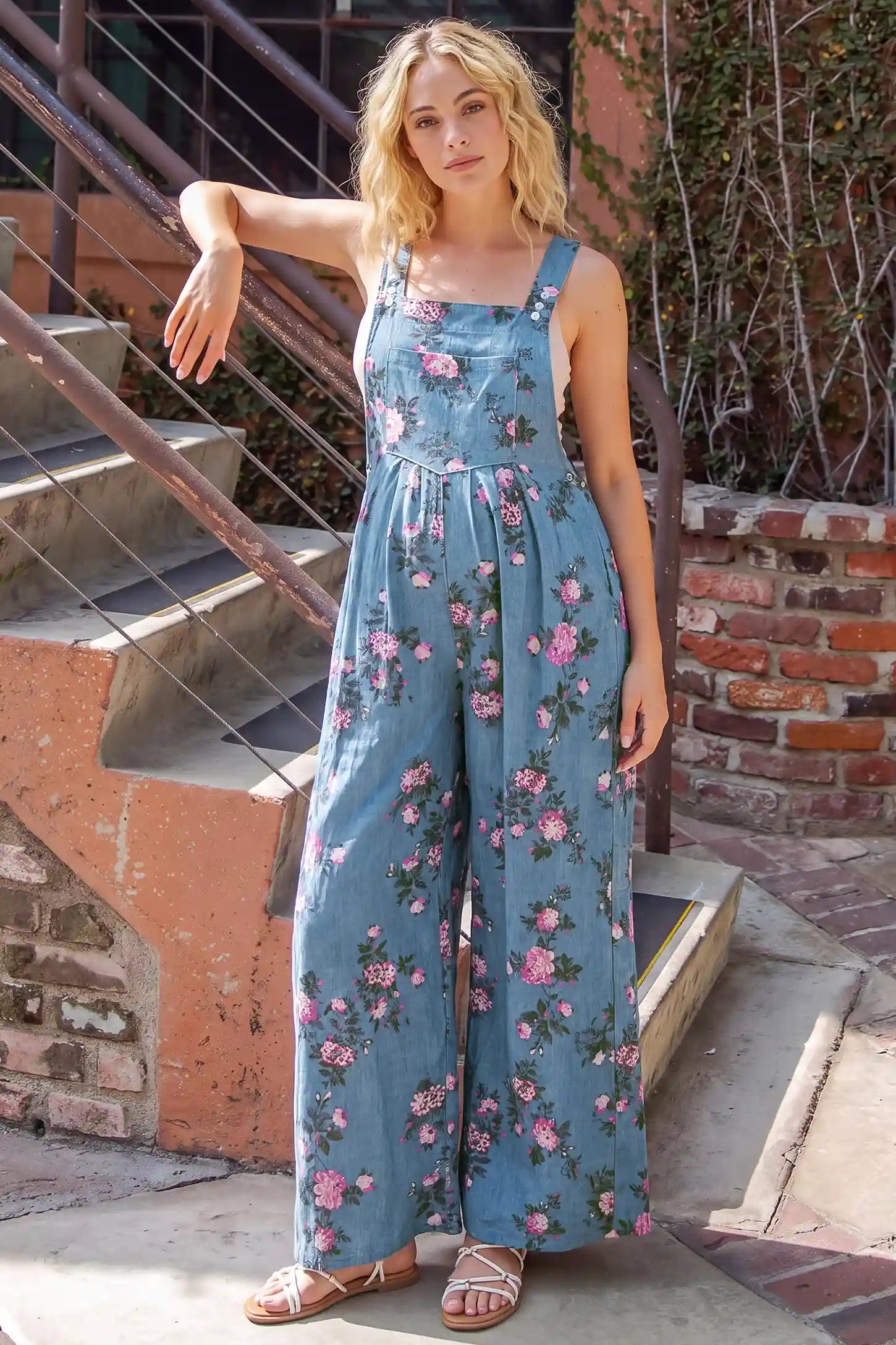Adjustable Strap Wide-Leg Maternity Overalls