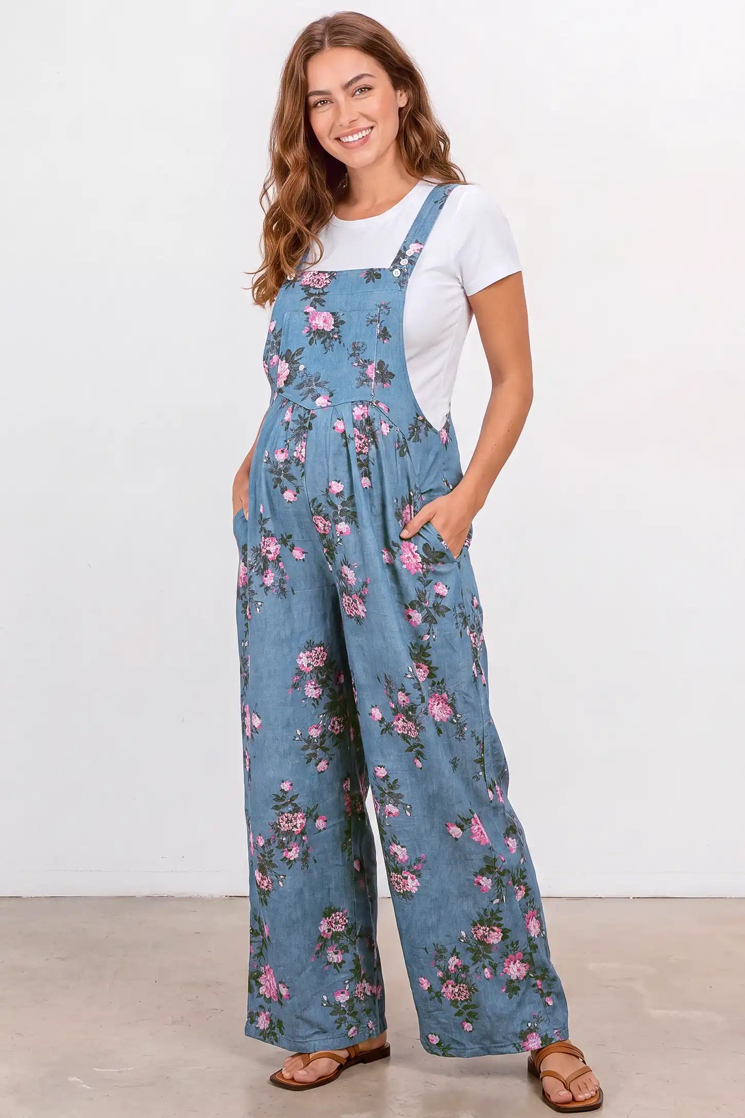 Adjustable Strap Wide-Leg Maternity Overalls
