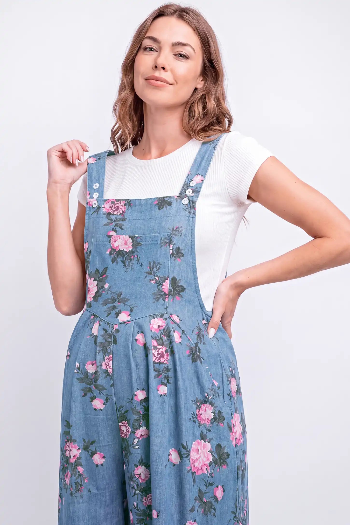 Adjustable Strap Wide-Leg Maternity Overalls