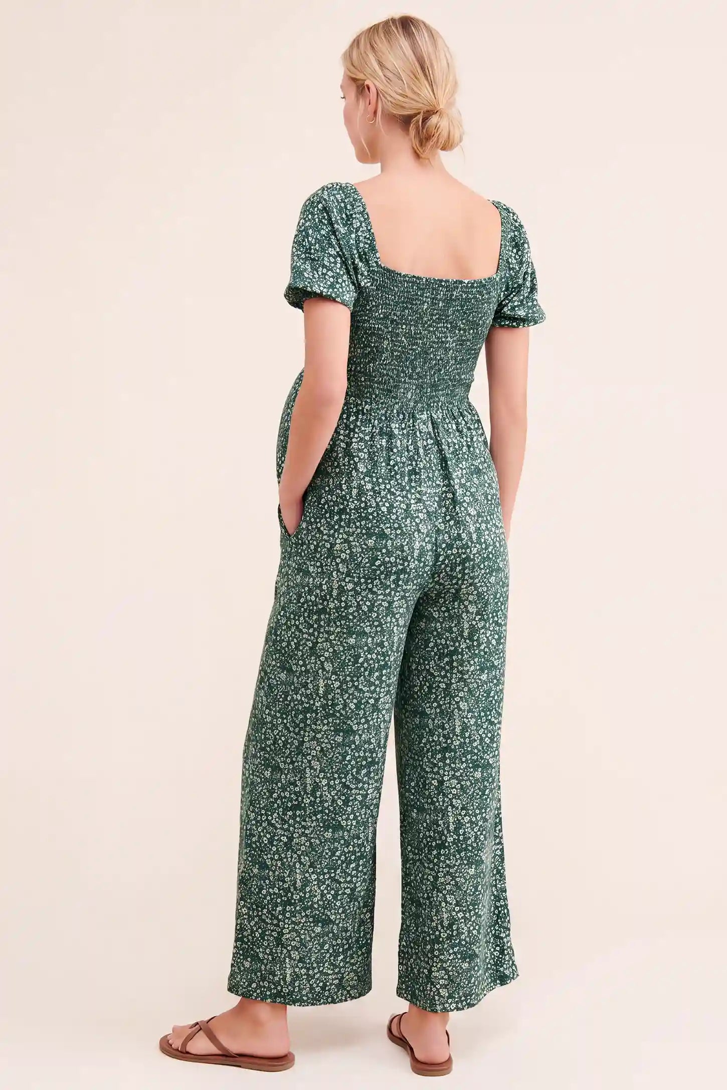 Ditsy Floral Square Neck Wide Leg Maternity Jumpsuit