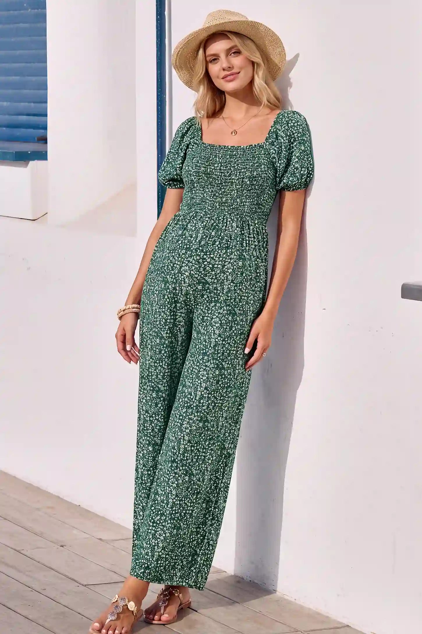 Ditsy Floral Square Neck Wide Leg Maternity Jumpsuit