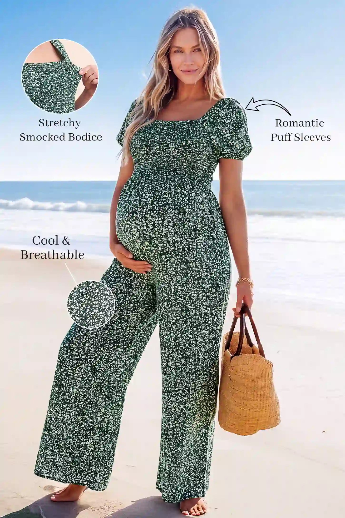 Ditsy Floral Square Neck Wide Leg Maternity Jumpsuit