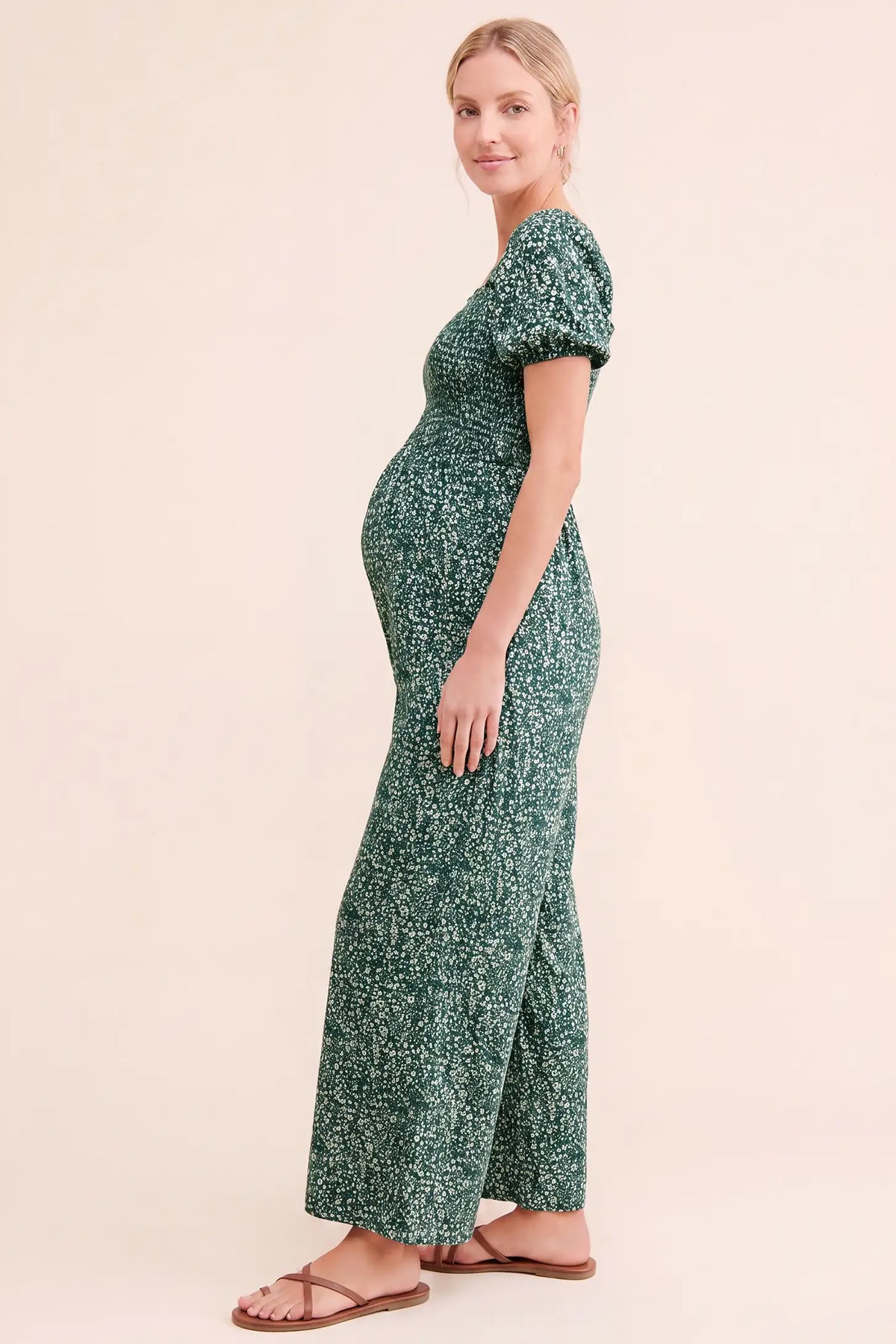 Ditsy Floral Square Neck Wide Leg Maternity Jumpsuit