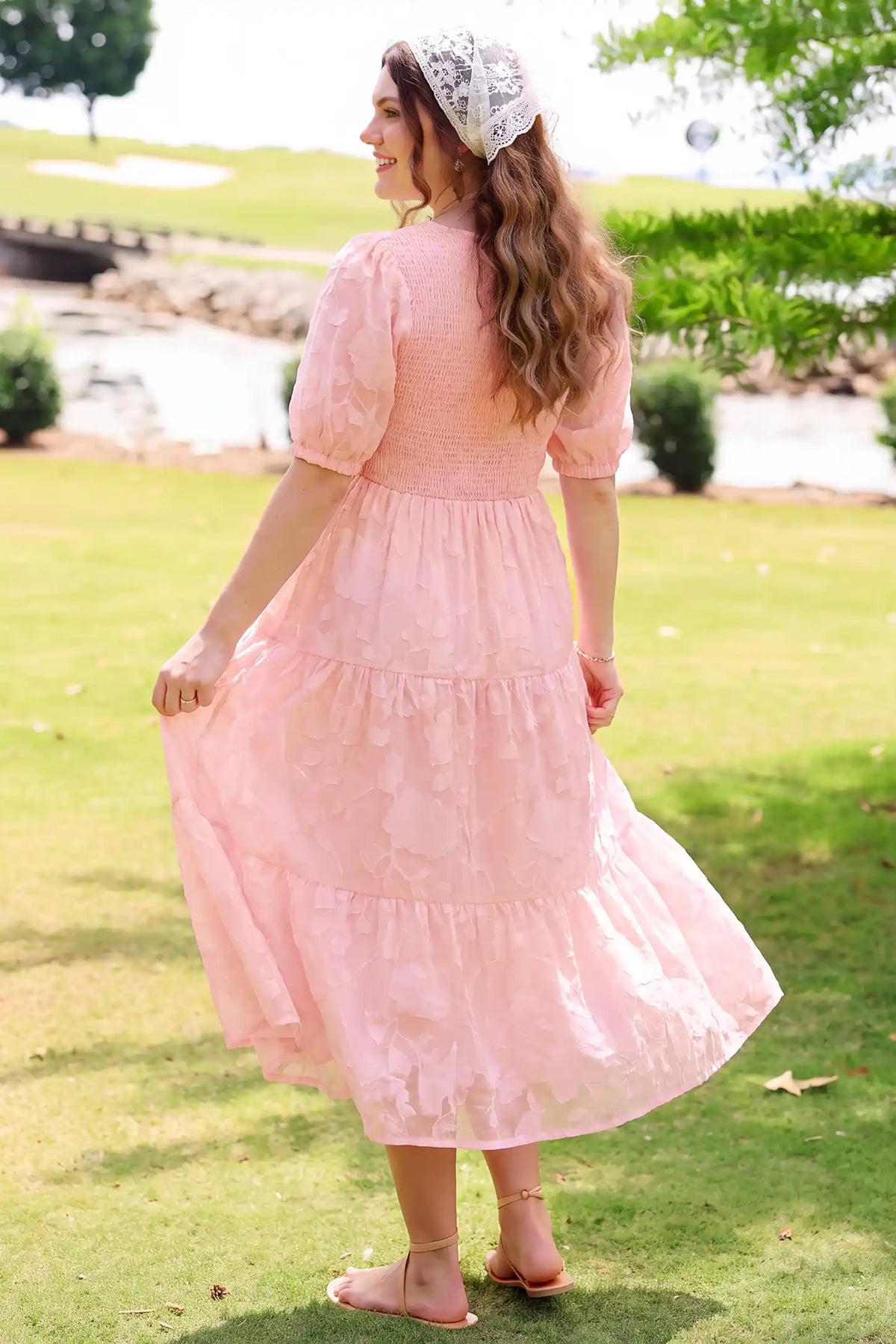 Puff Sleeve Smocked Floral Maternity Maxi Dress