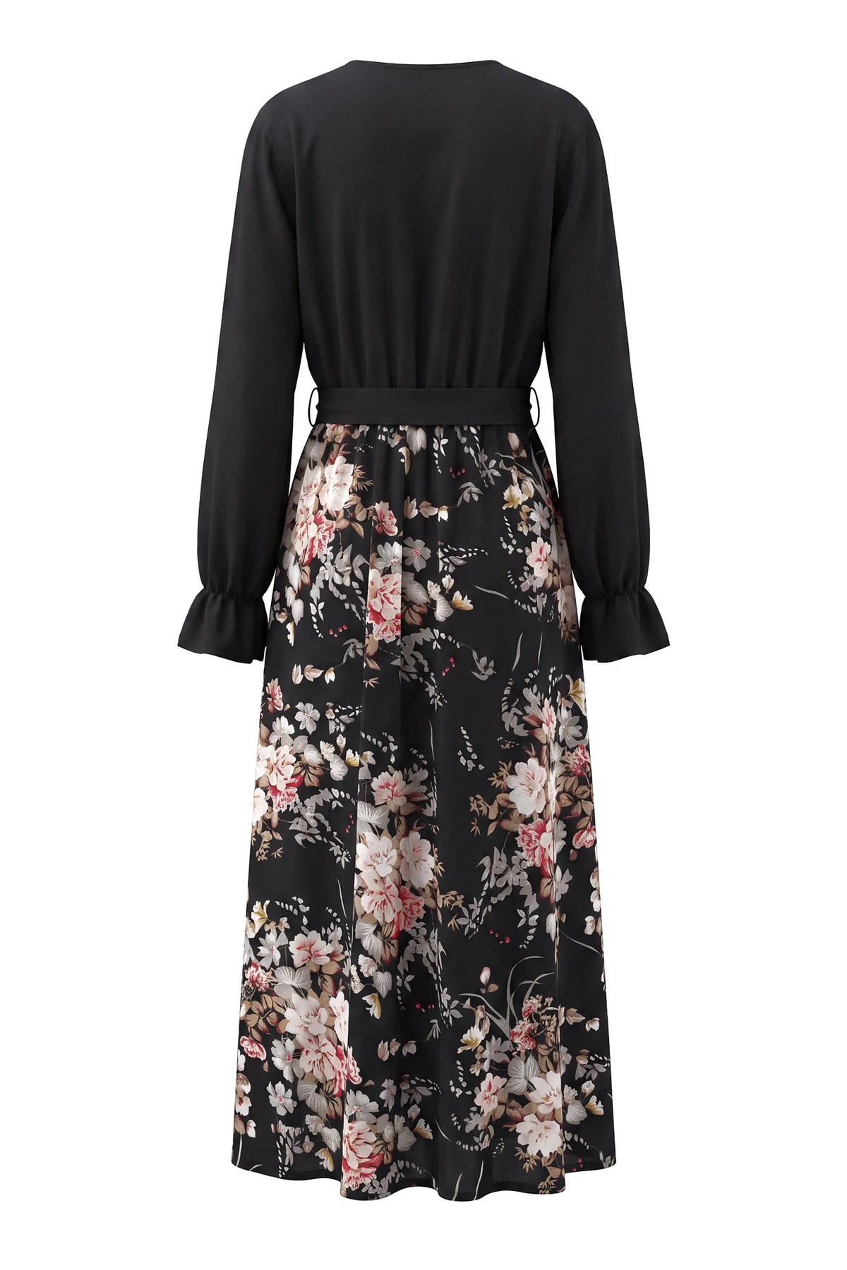 V Neck Long Sleeve Floral Maternity Maxi Dress