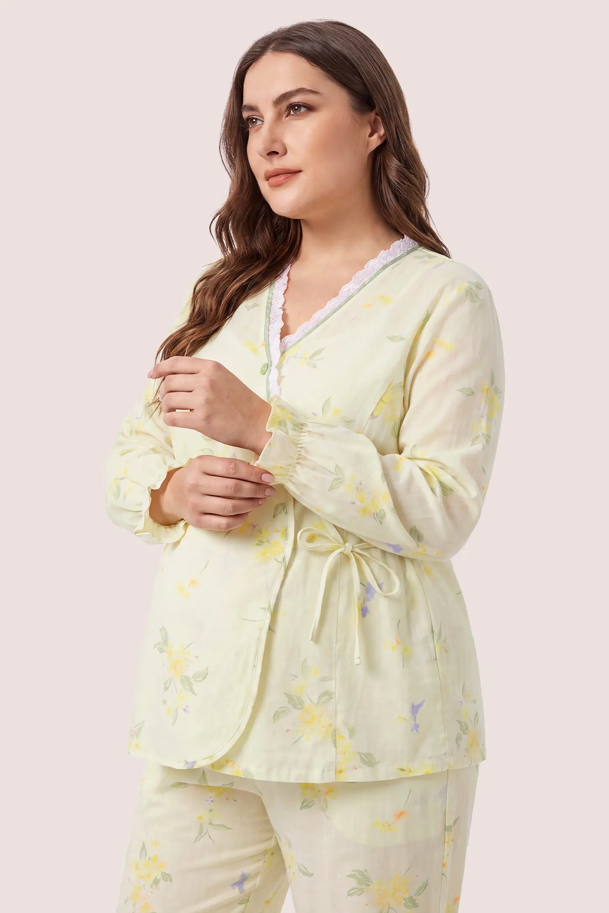 Cotton Long Sleeve Top & Pants Maternity Pajama Set