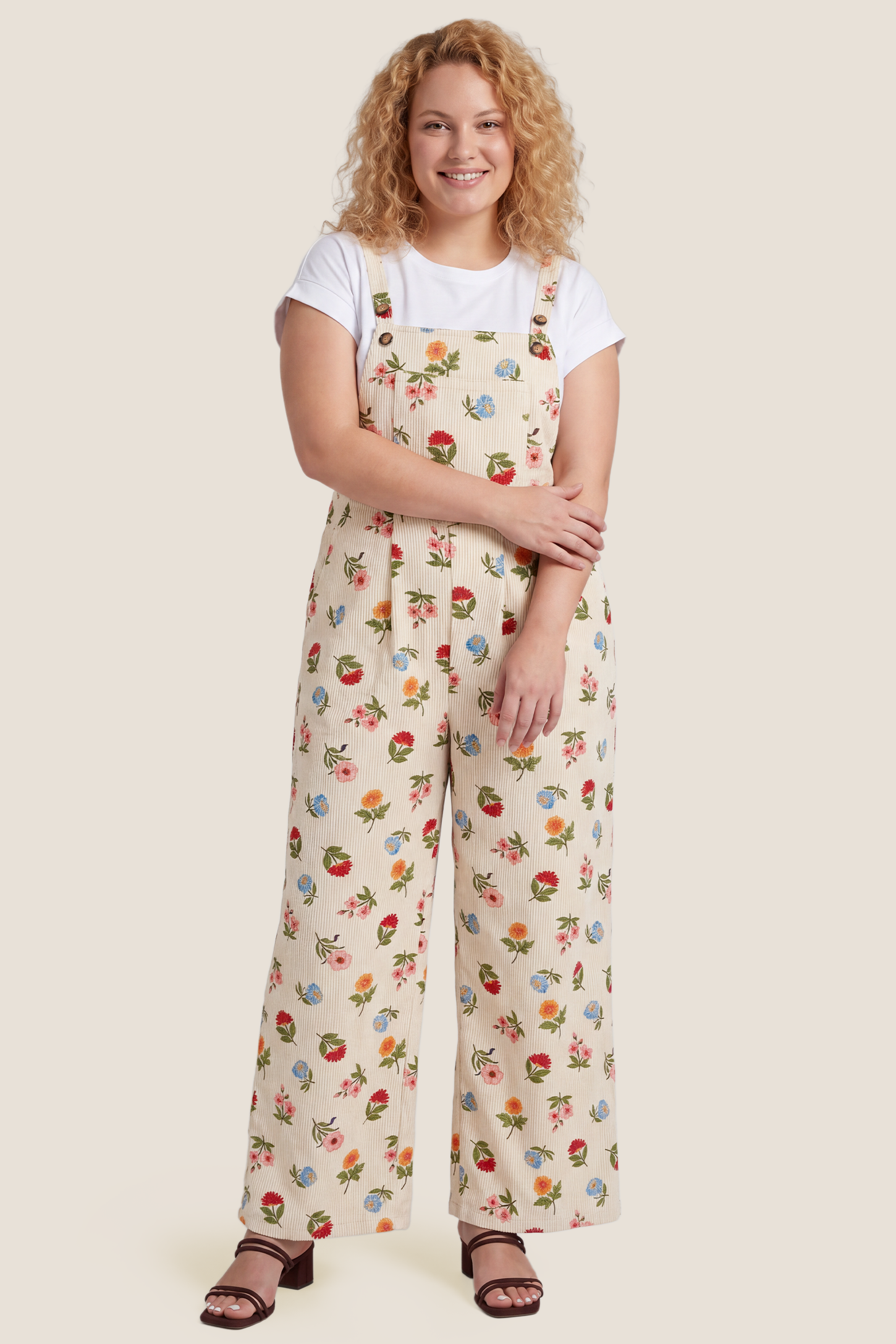 Adjustable Strap Pocket  Floral Maternity Overalls