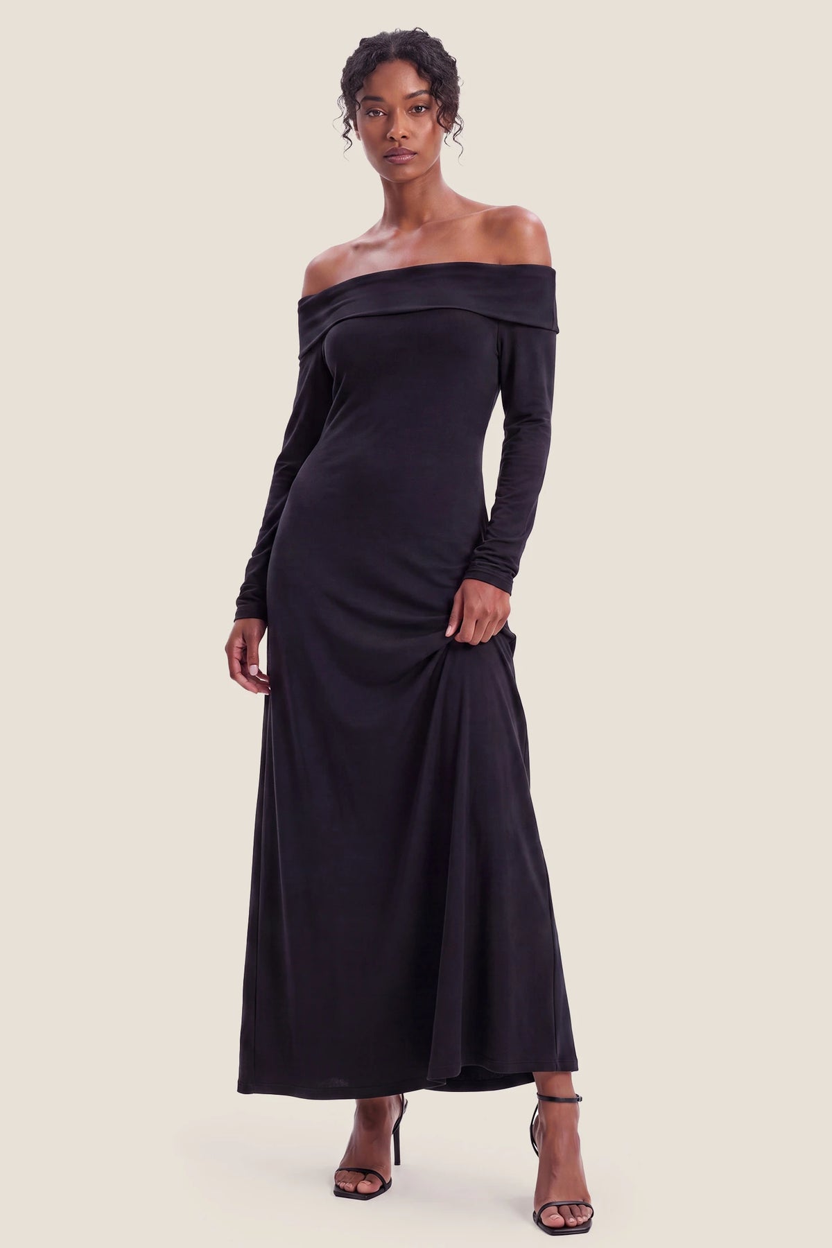 Solid Off Shoulder Bodycon Maternity Maxi Dress