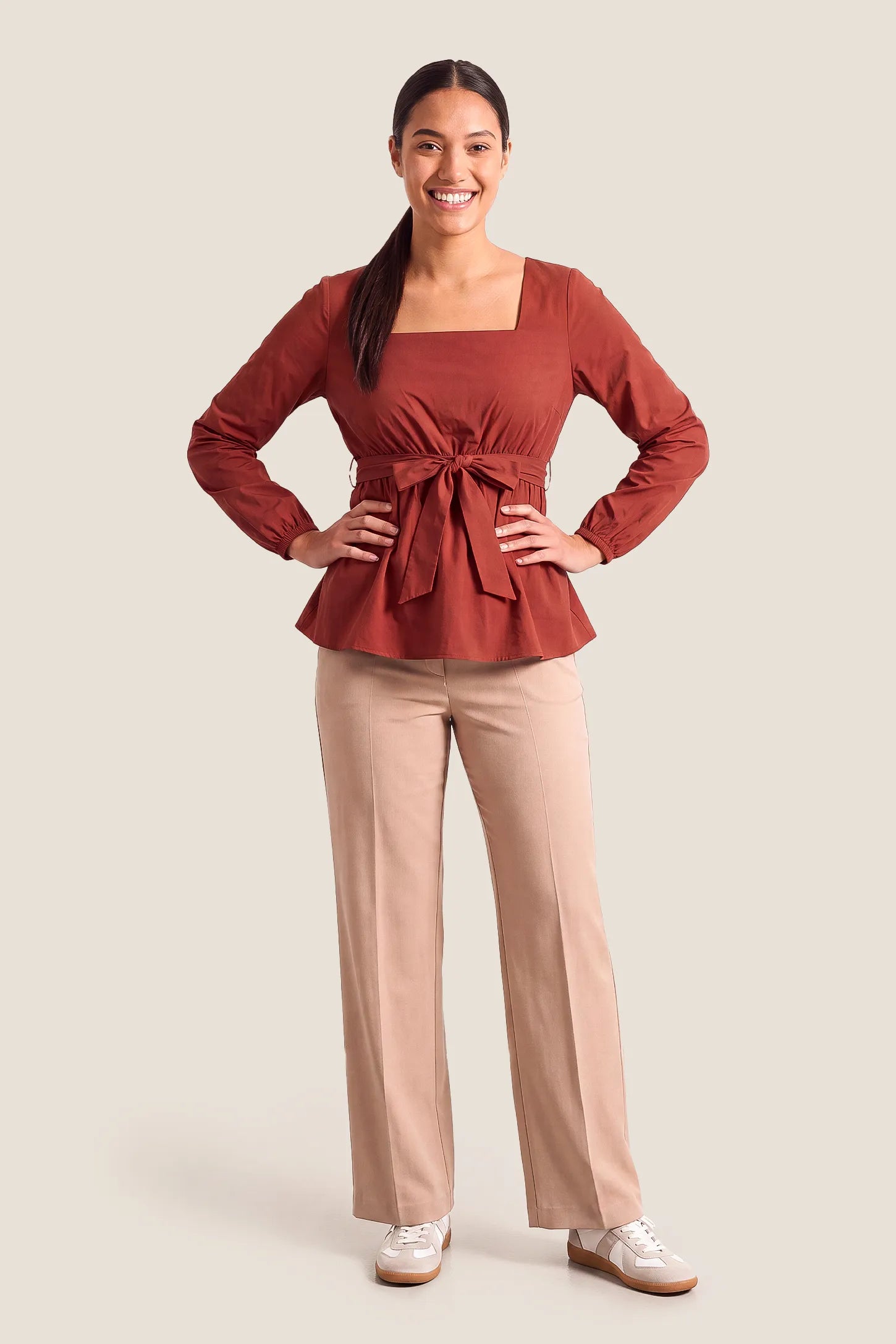 Solid Square Neck Empire Waist Maternity Top