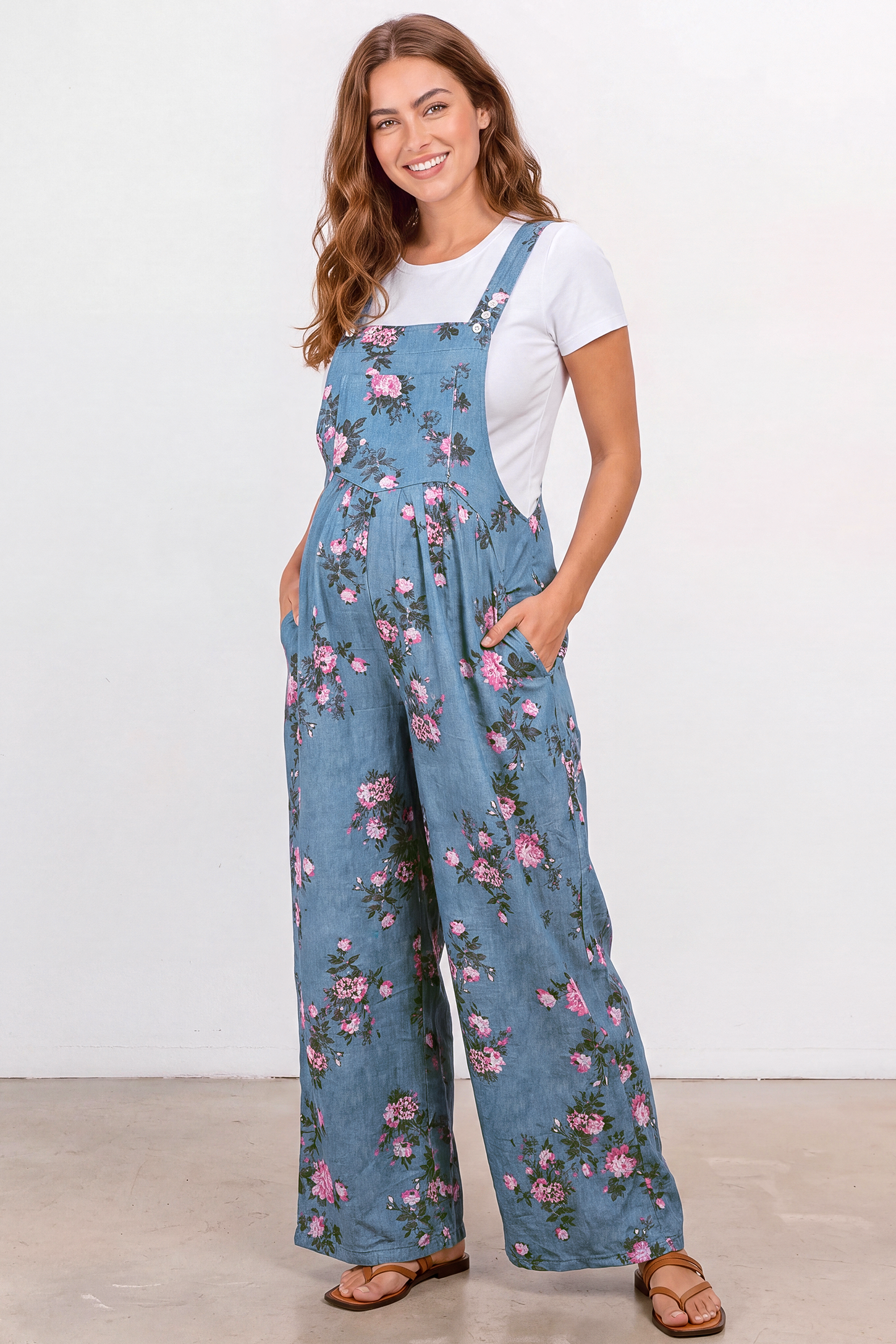 Adjustable Strap Wide-Leg Maternity Overalls