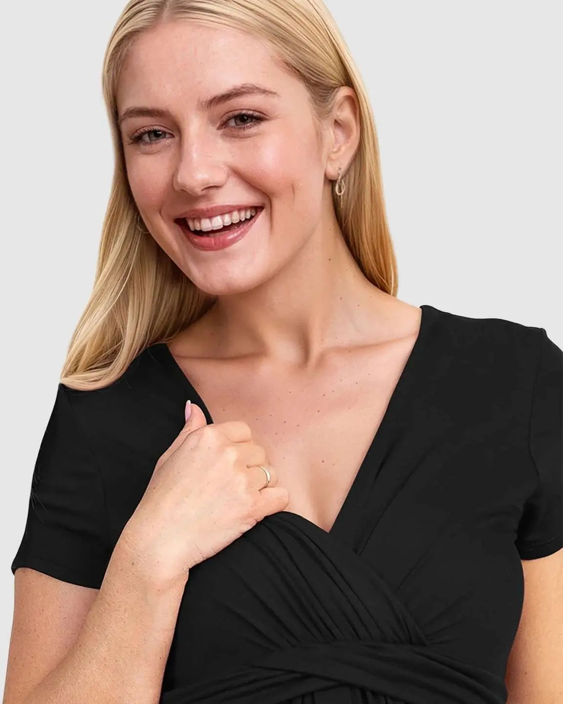 V-Neck Pleated Bust Maternity Maxi Dress