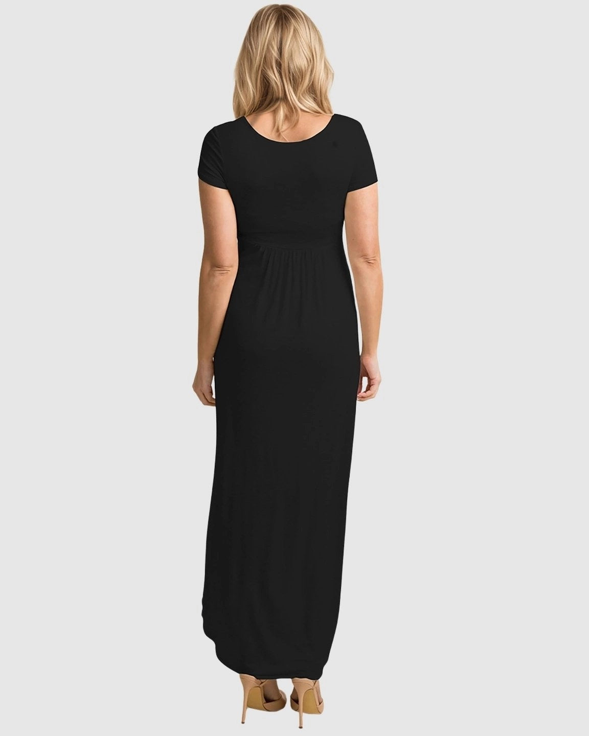V-Neck Pleated Bust Maternity Maxi Dress
