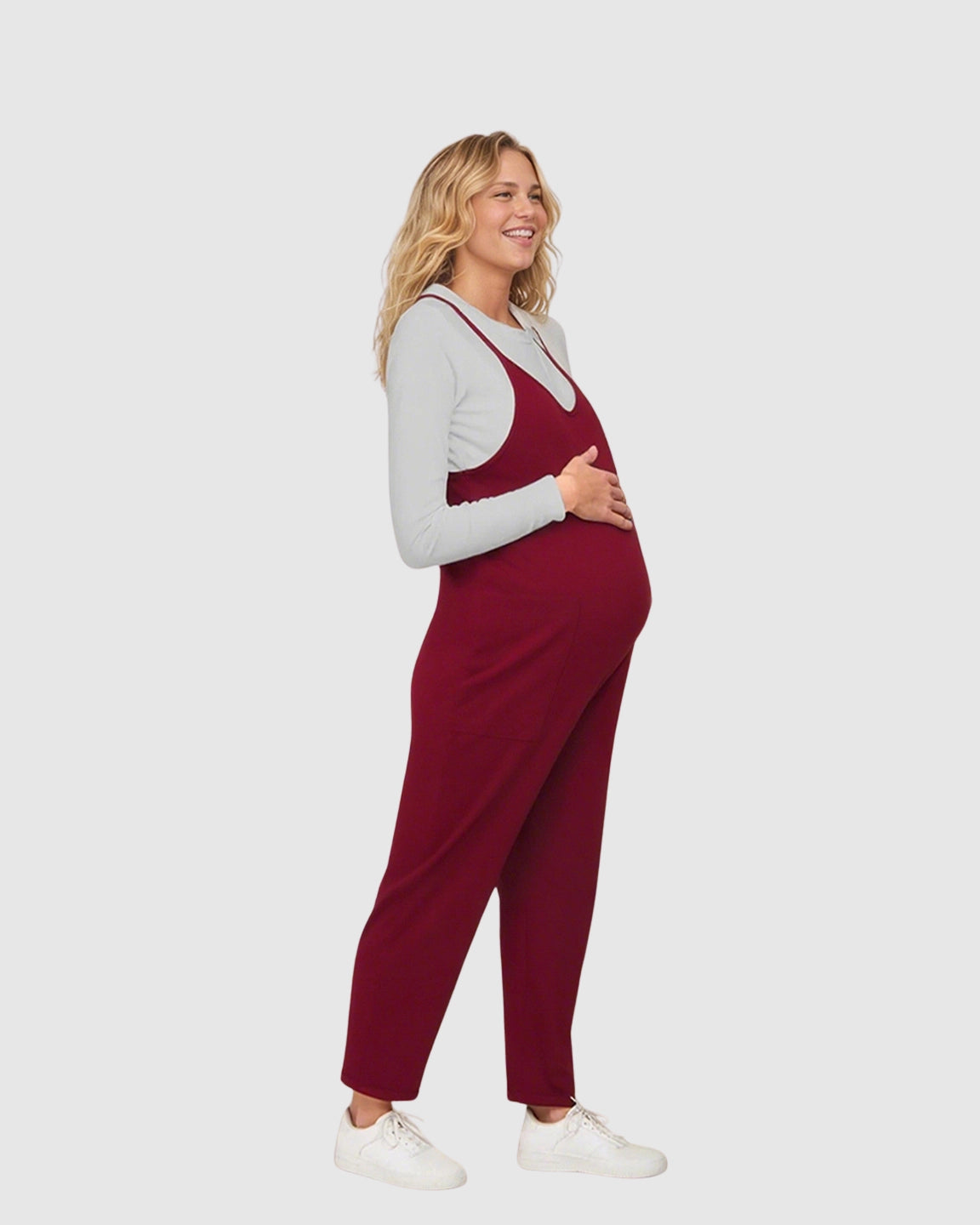 Oversized Adjustable Strap Maternity Jumpsuit