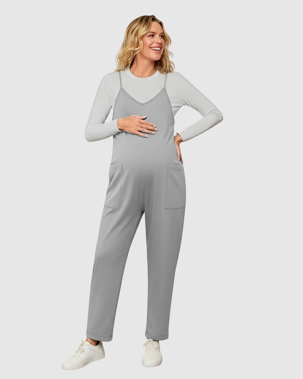 Oversized Adjustable Strap Maternity Jumpsuit