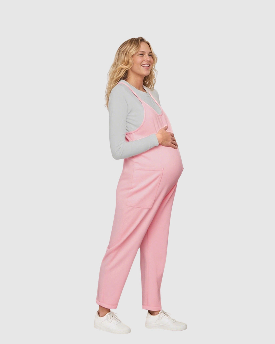Oversized Adjustable Strap Maternity Jumpsuit