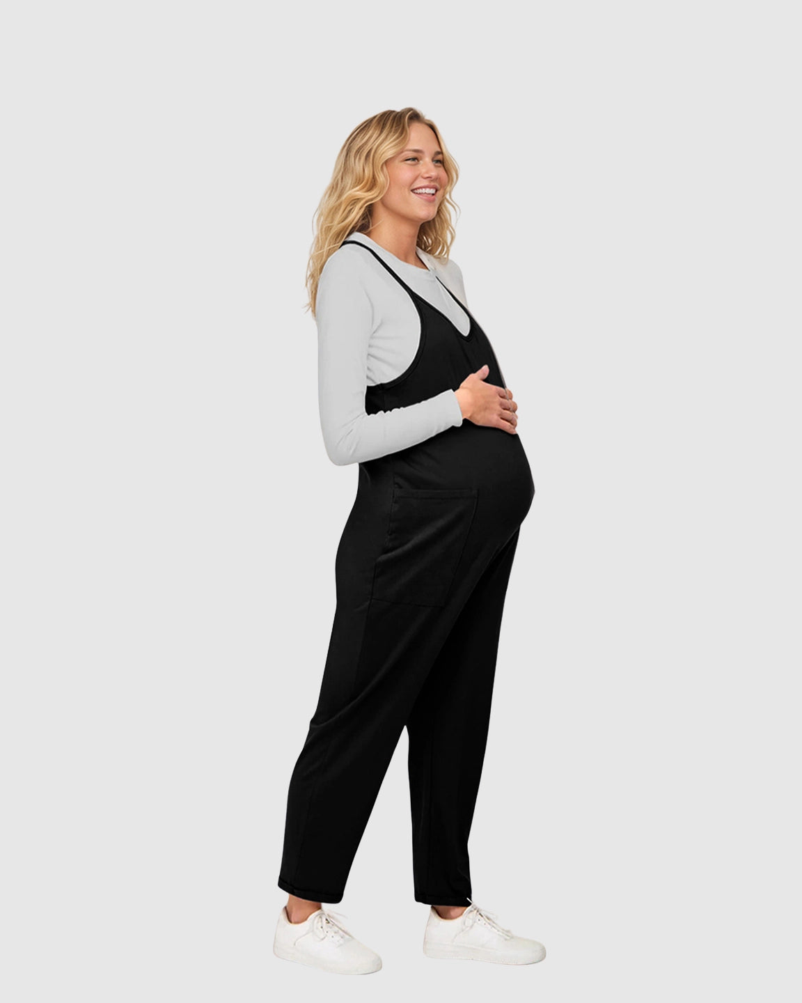 Oversized Adjustable Strap Maternity Jumpsuit