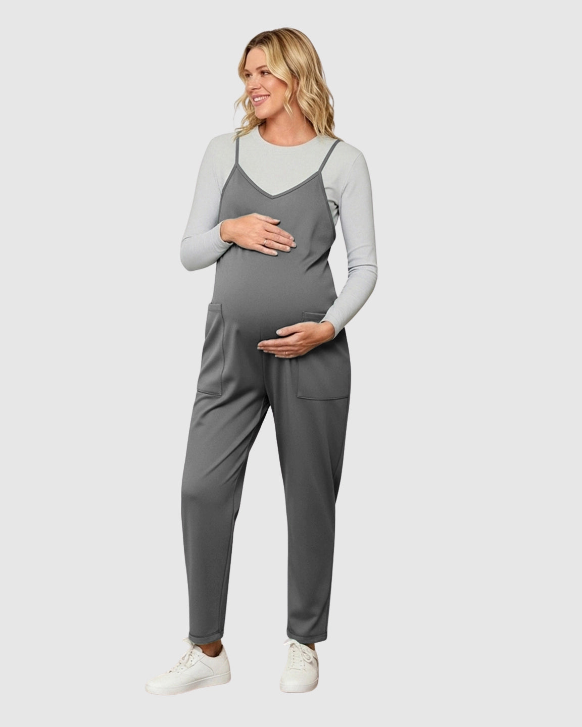 Oversized Adjustable Strap Maternity Jumpsuit