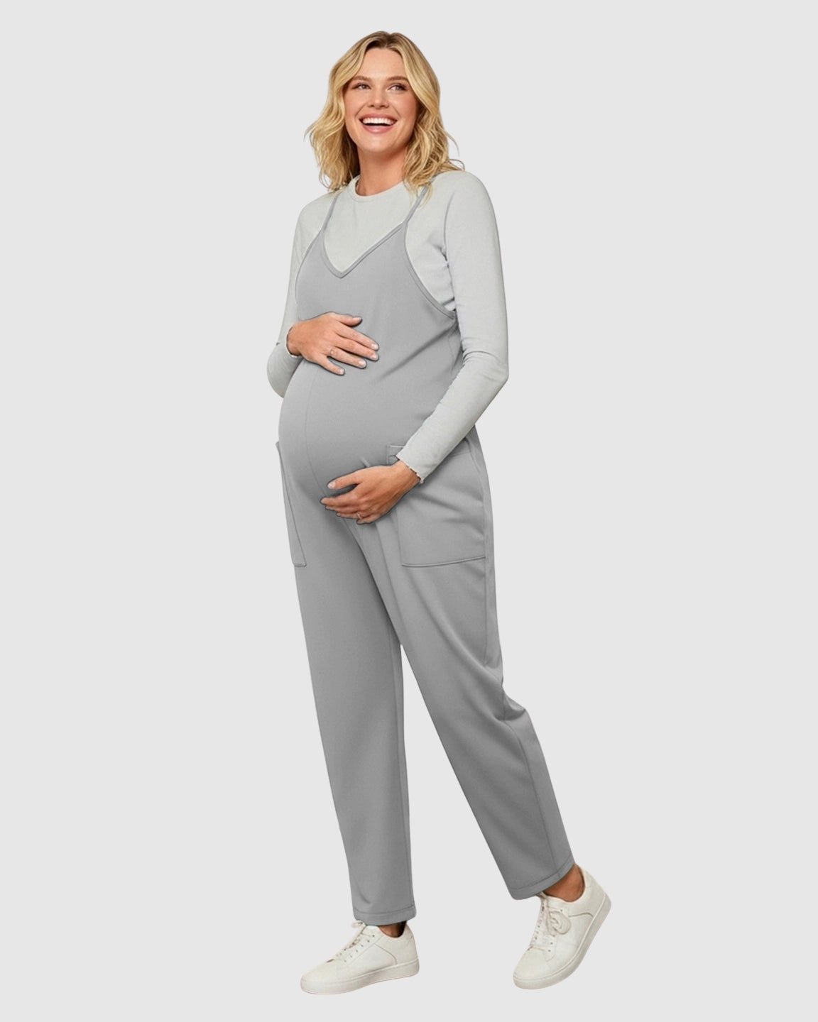 Oversized Adjustable Strap Maternity Jumpsuit