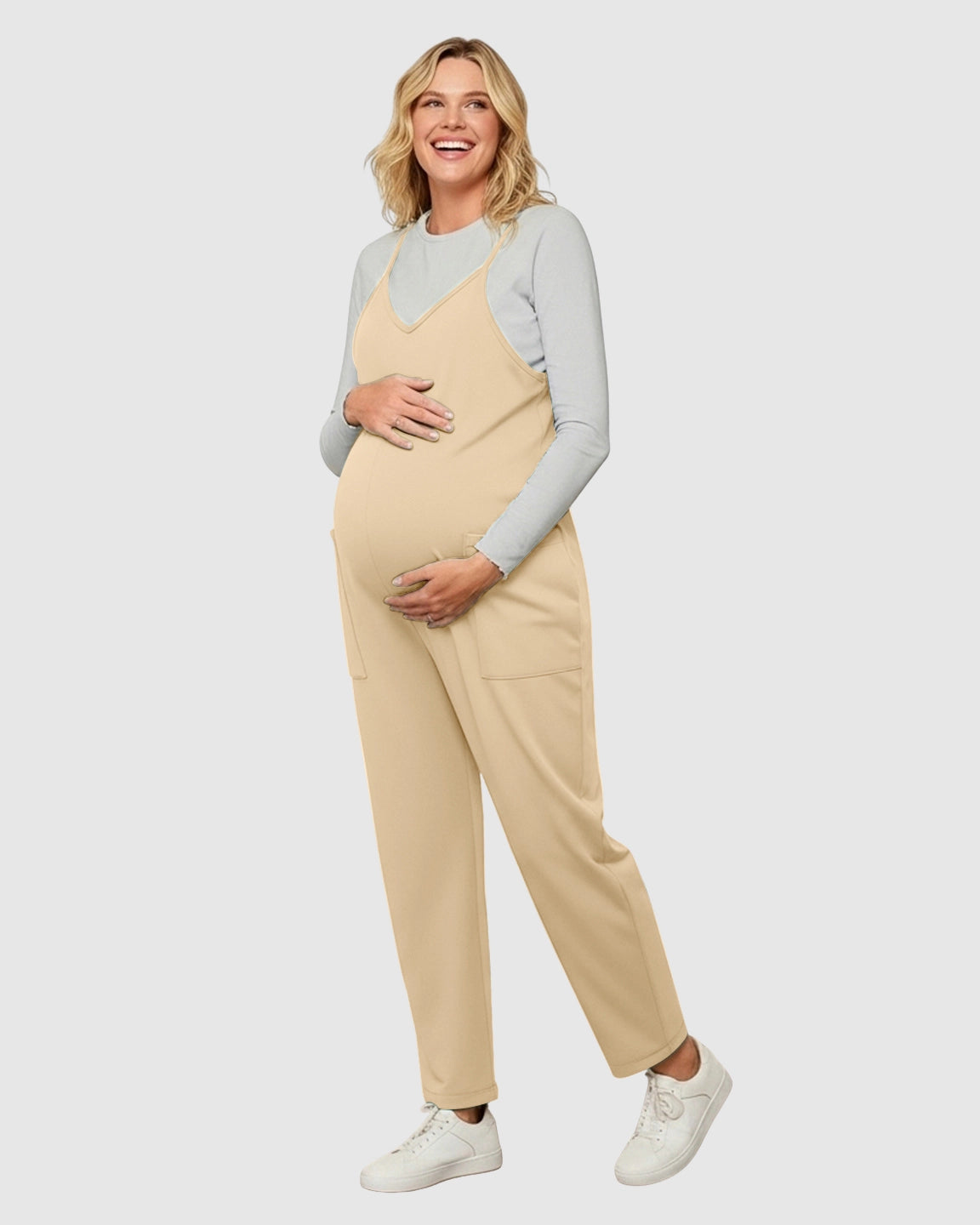 Oversized Adjustable Strap Maternity Jumpsuit